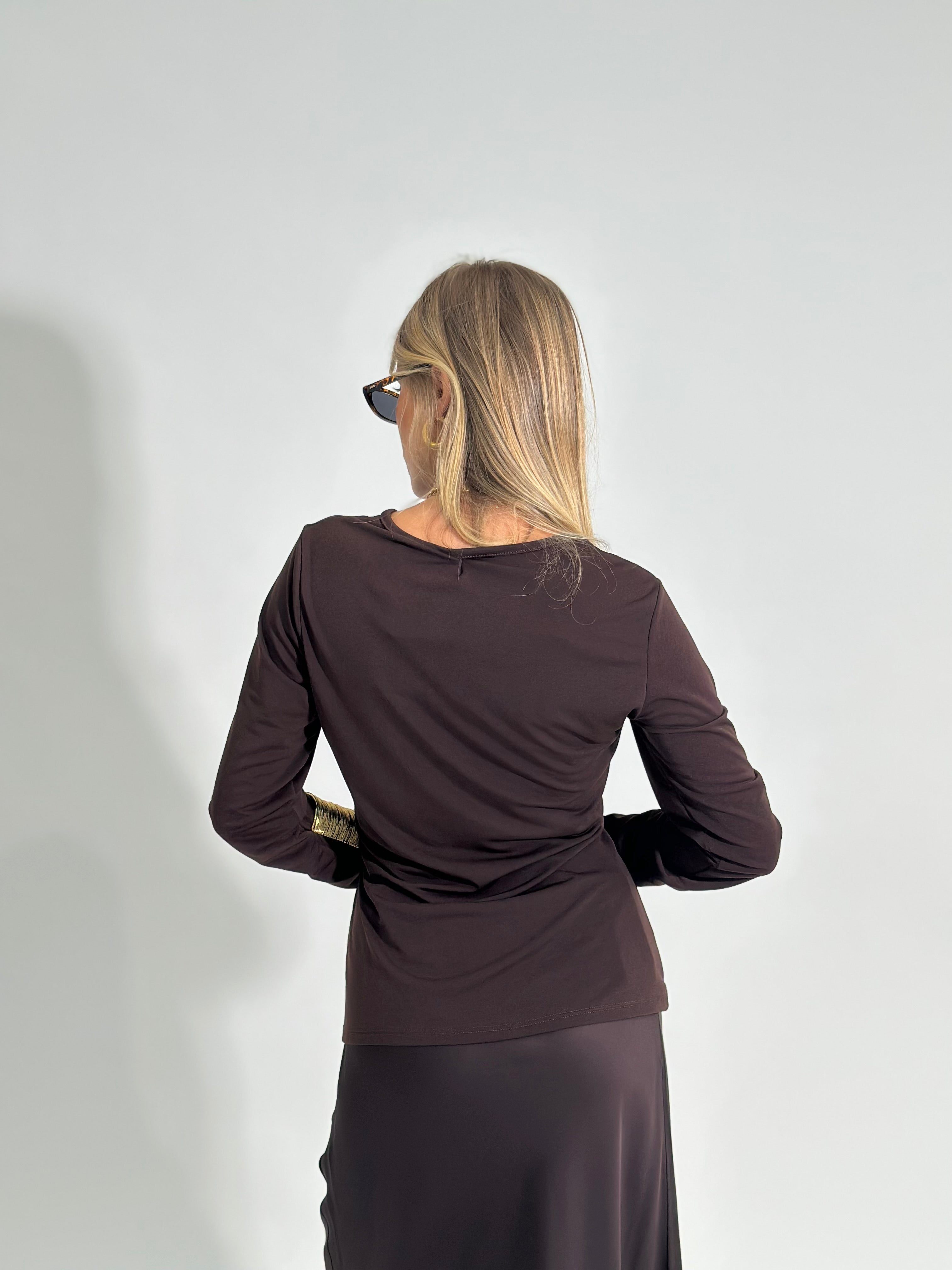 Maglia drappeggio 10367 MARRONE