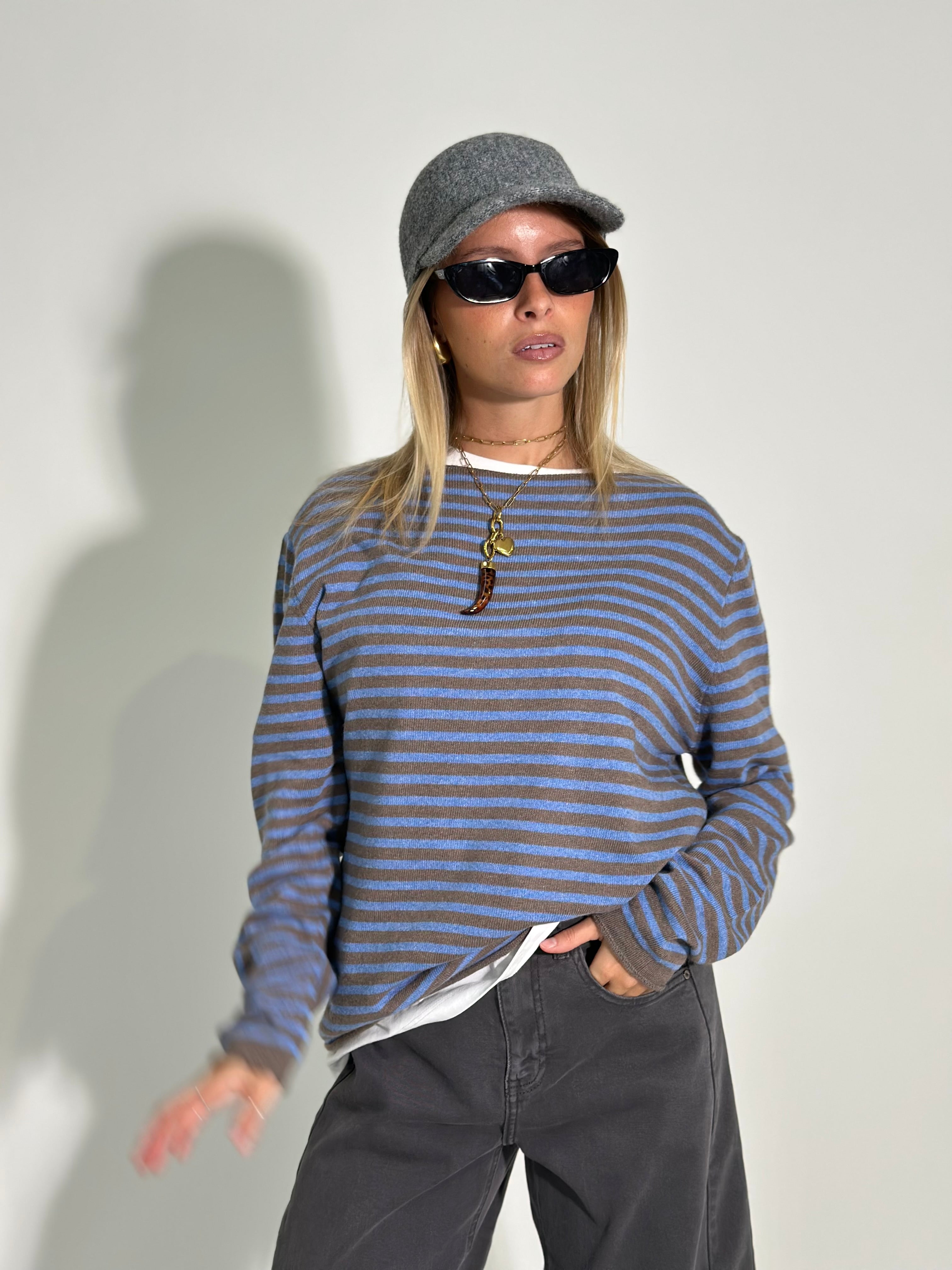 Maglia cashmere blend 6631 AZZURRO-1