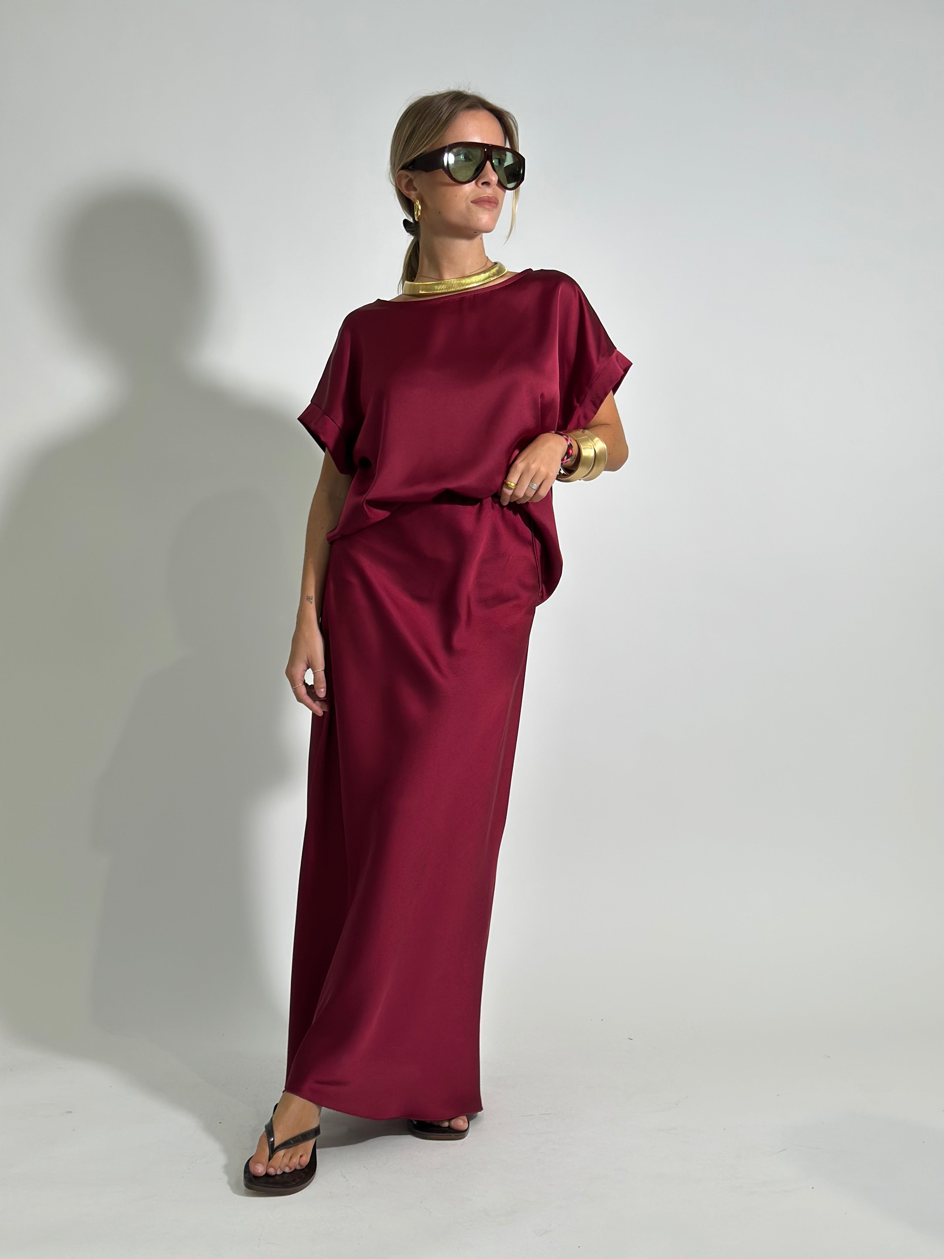 Gonna satin 2236 BORDO