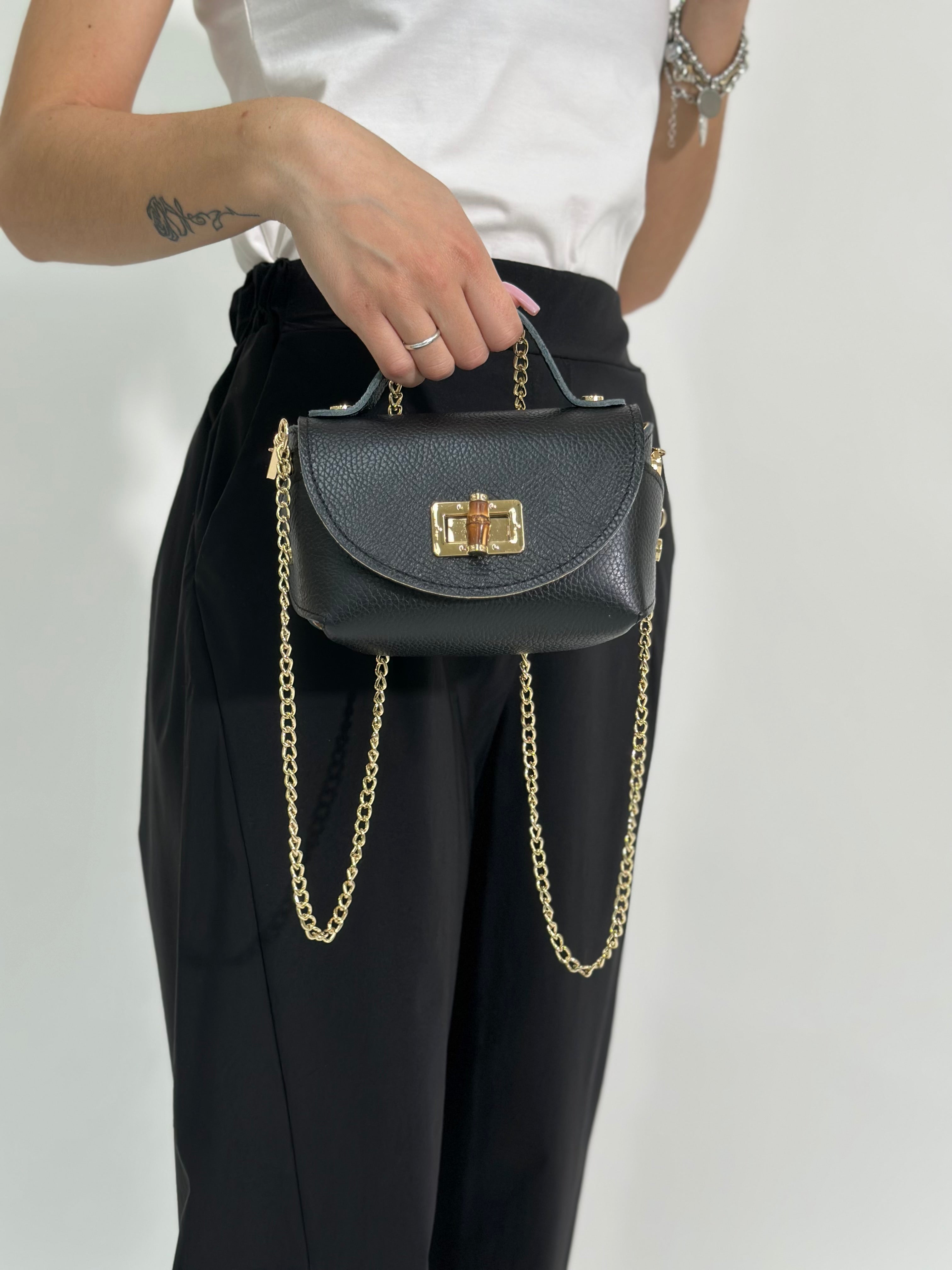 Borsa chiusura bamboo 1122 NERO