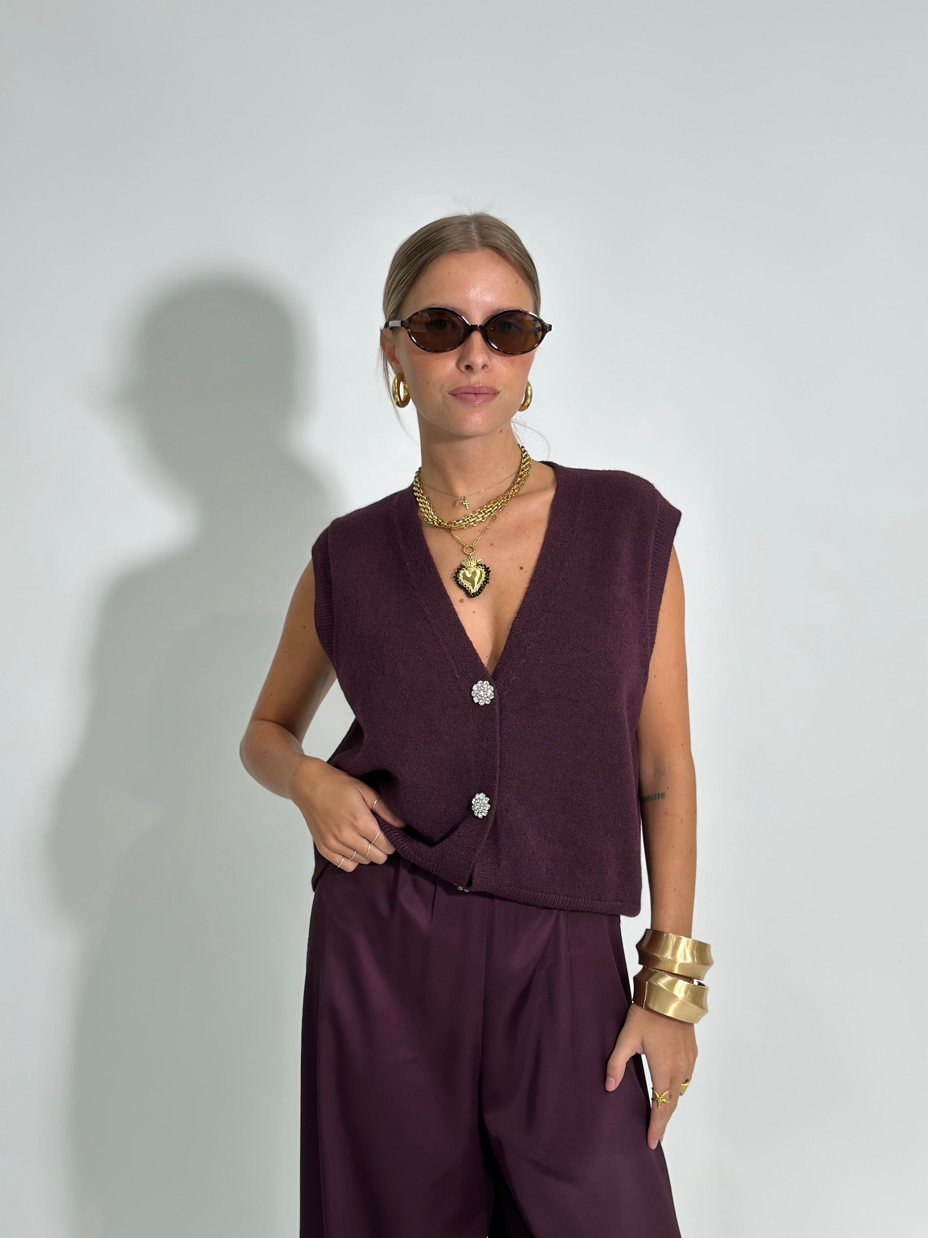 Gilet gioiello H5666 BORDO'
