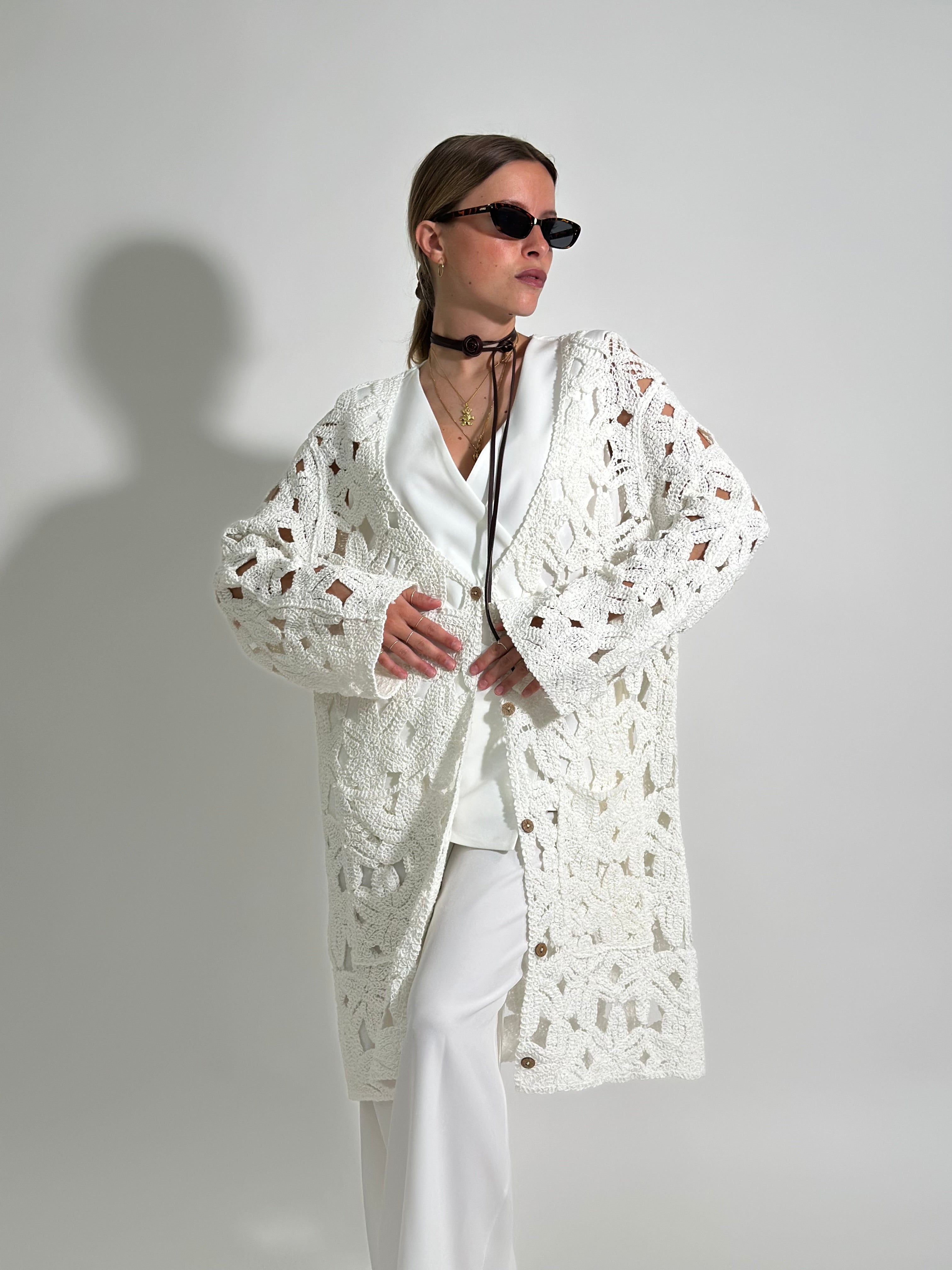 Cardigan lungo JJ425 BIANCO