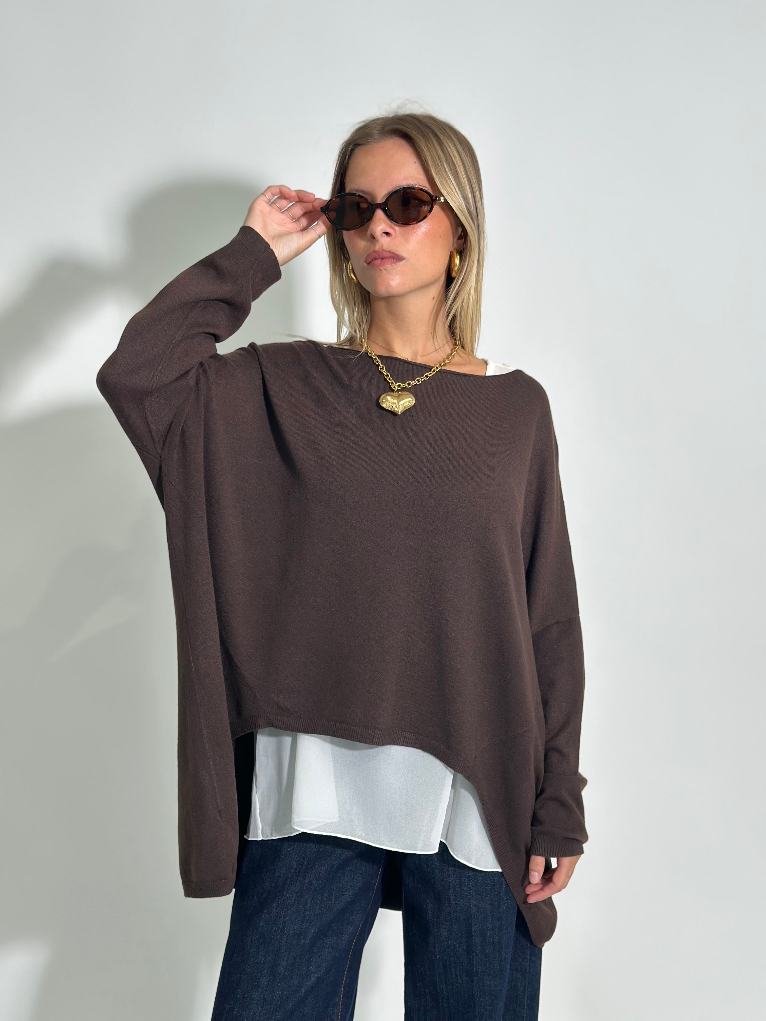 Maglia twin set M1101 MARRONE