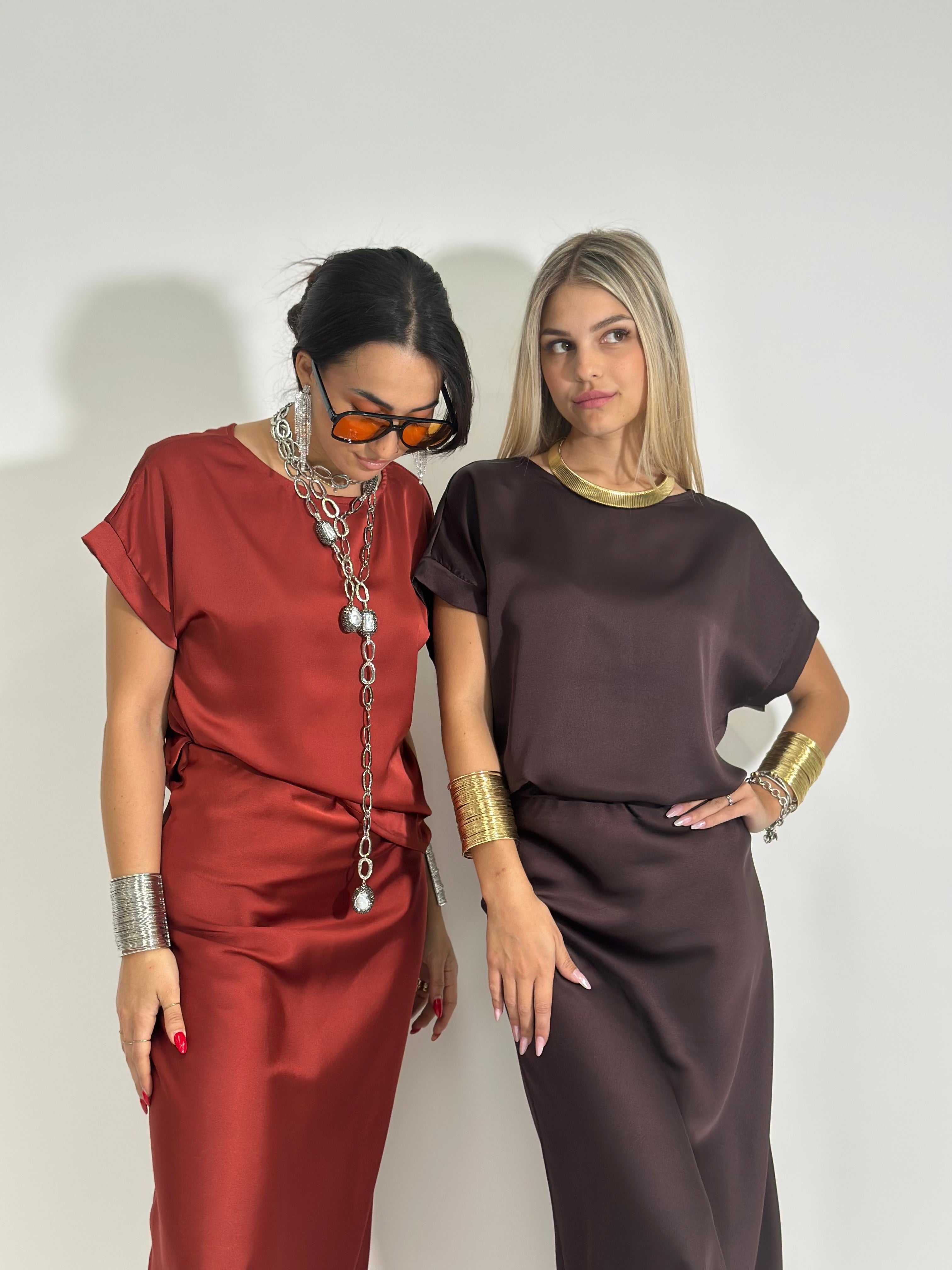 Camicia satin 1588 MATTONE