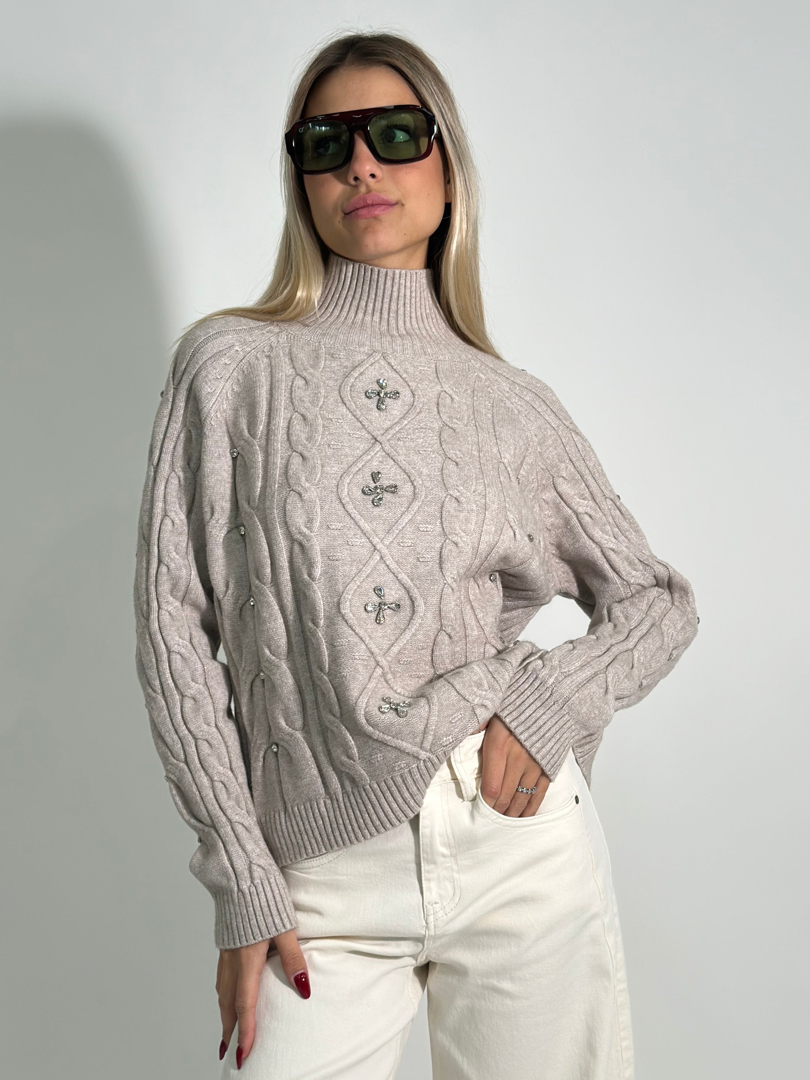 Maglia strass J28080 ECRU