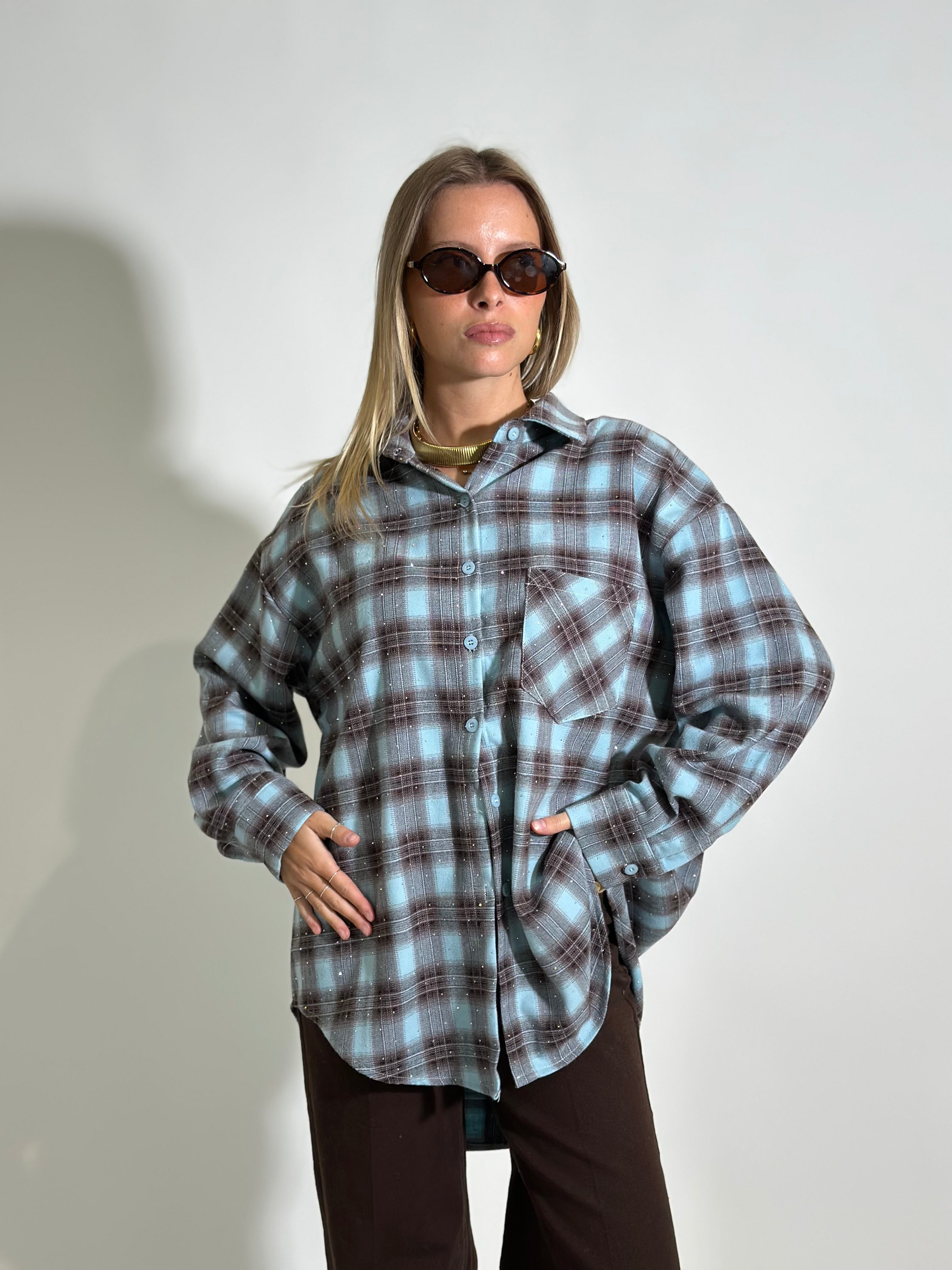 Camicia quadri strass 19108