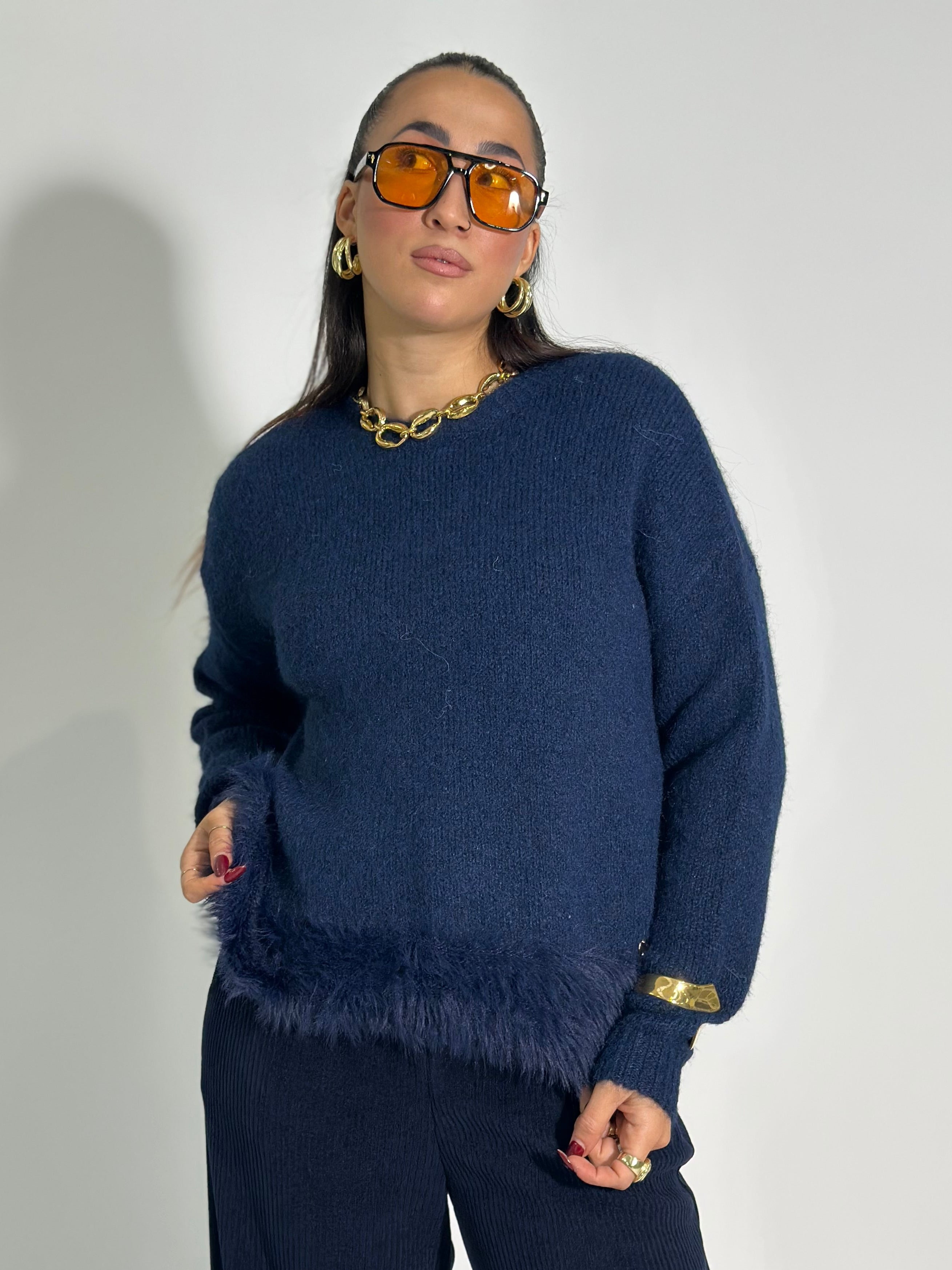 Maglia mohair J28133 BLU