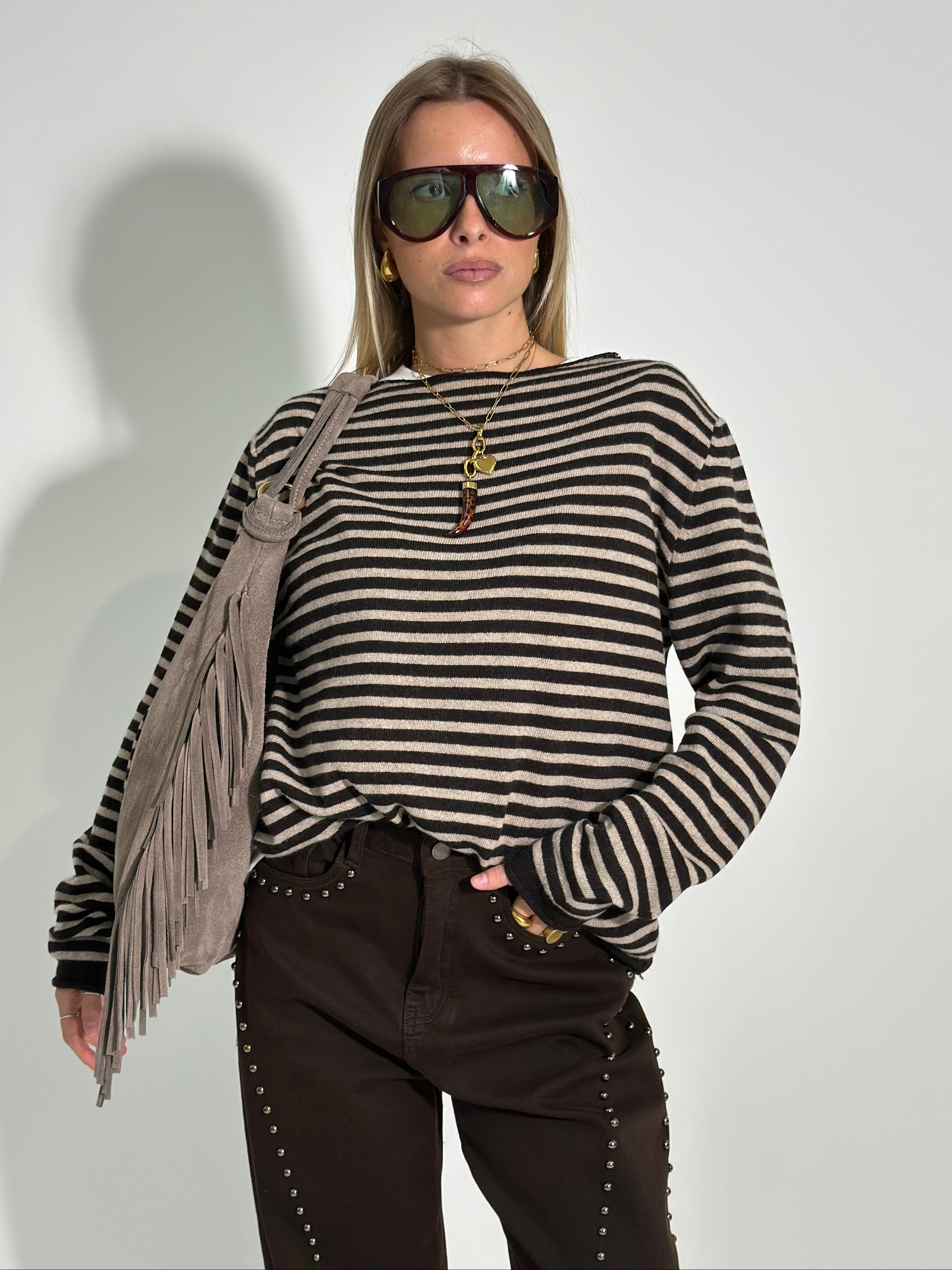 Maglia cashmere blend 6631 MORO-1