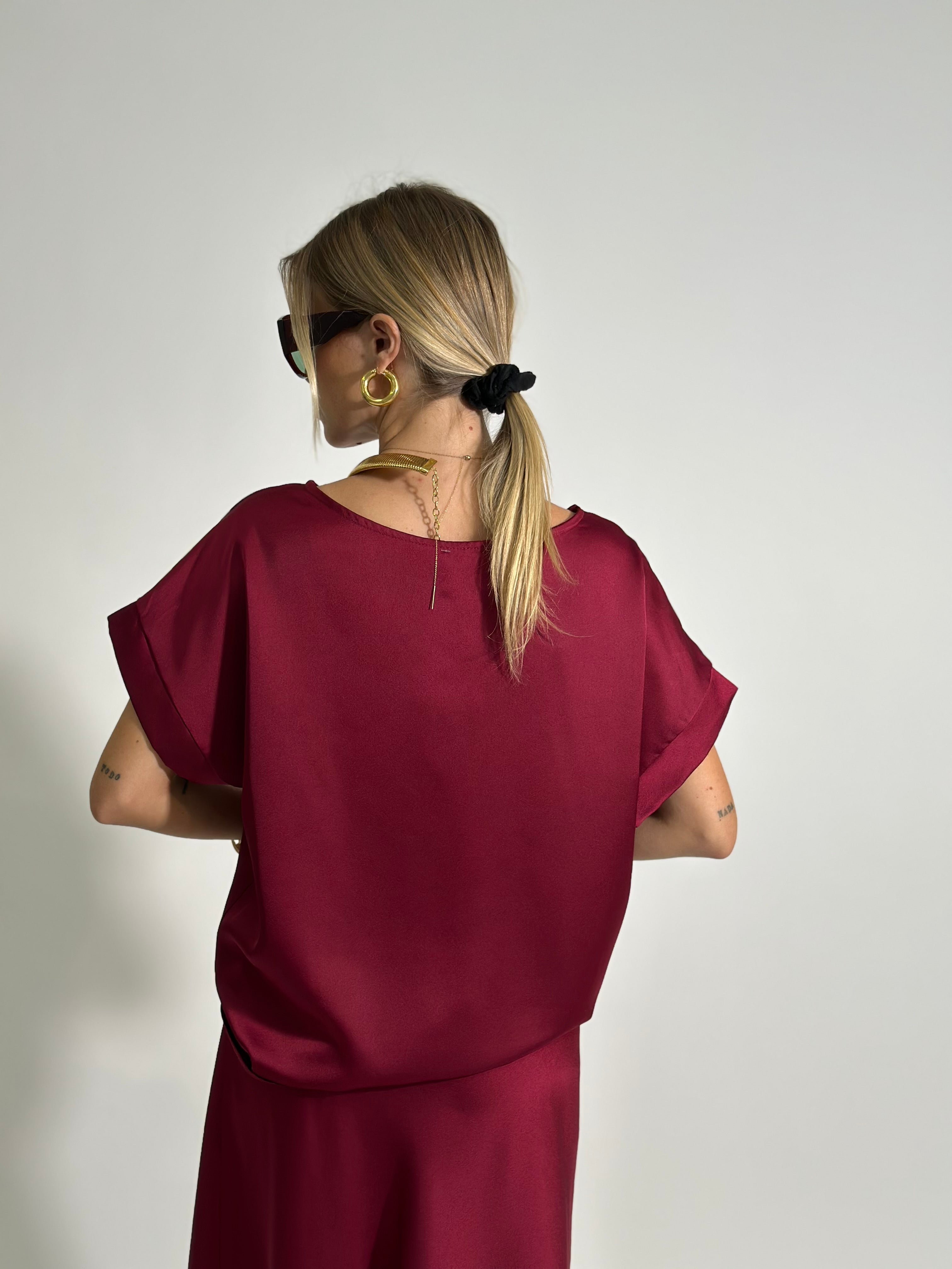 Camicia satin 1588 BORDO