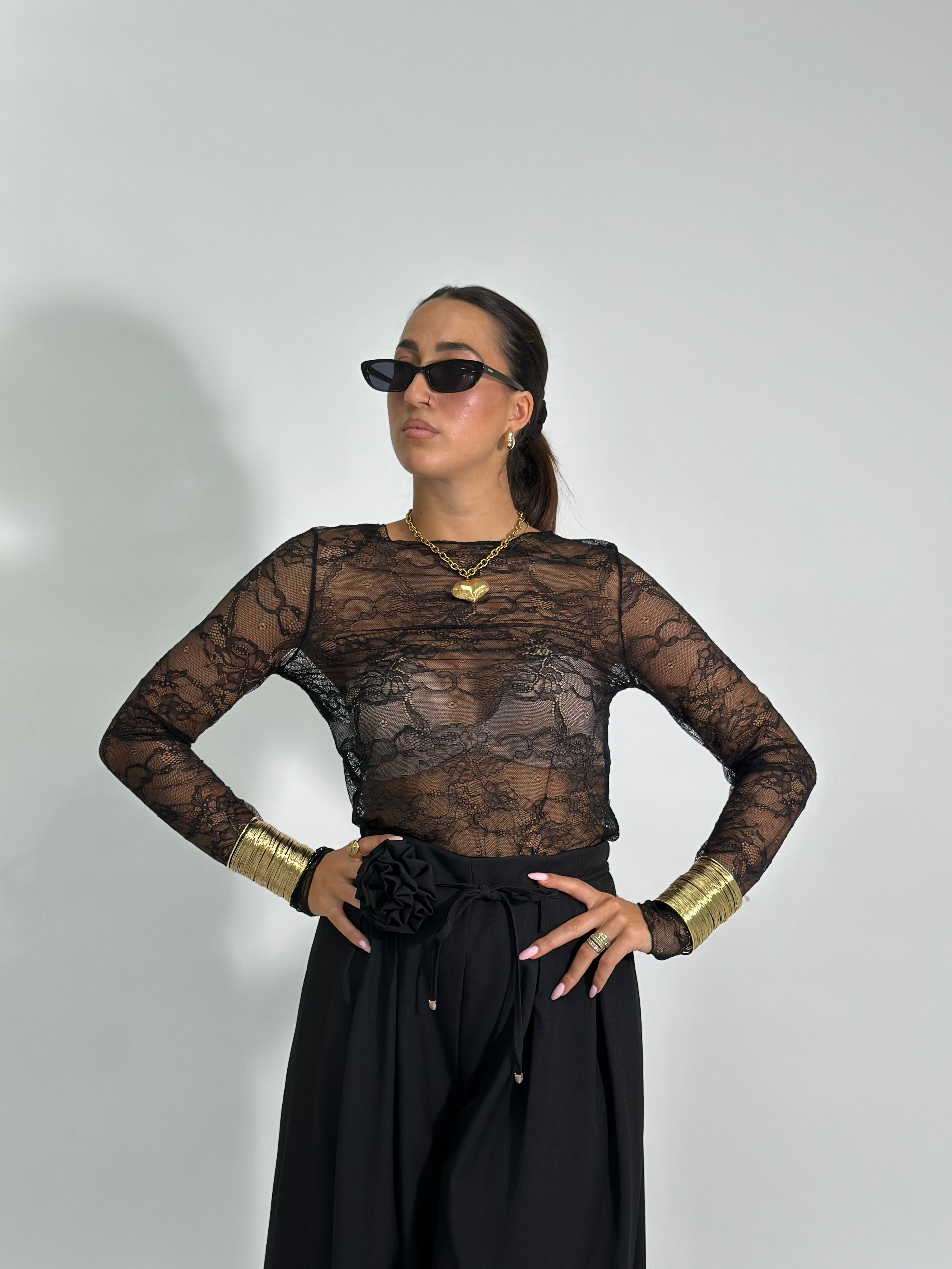 Maglia pizzo 27524 NERO