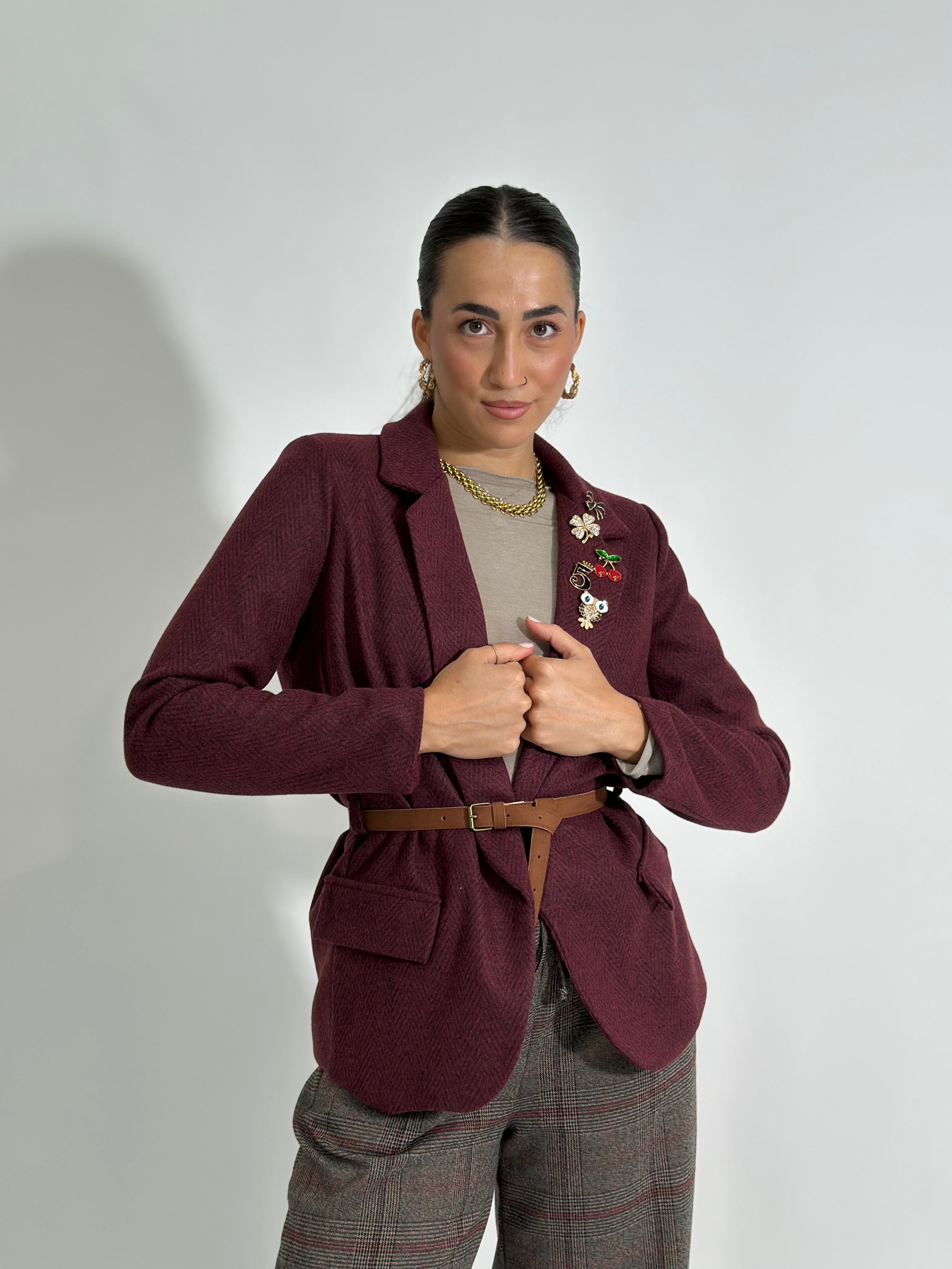 Giacca cintura 4182 BURGUNDY