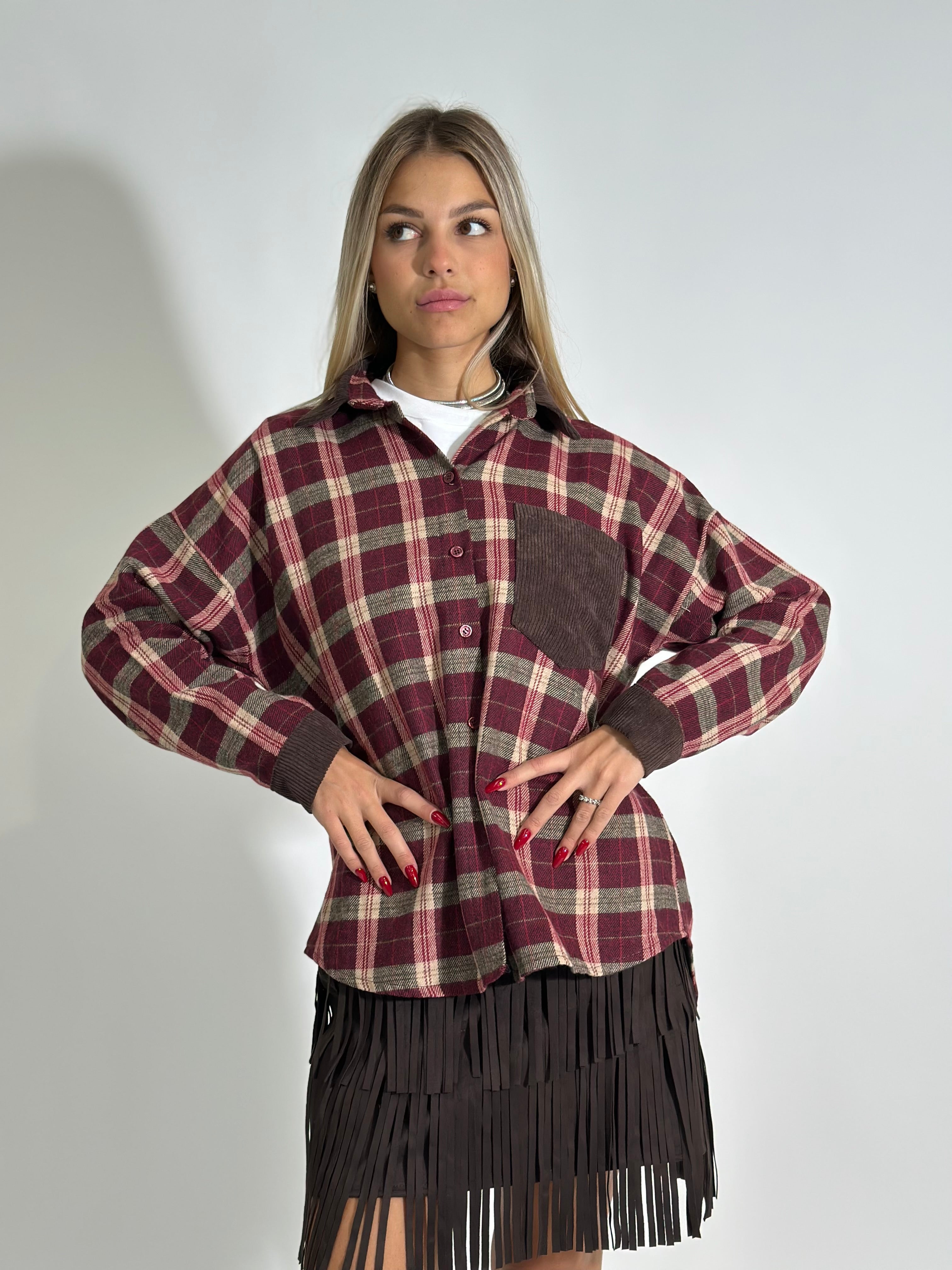 Camicia check 25683-1 BURGUNDY