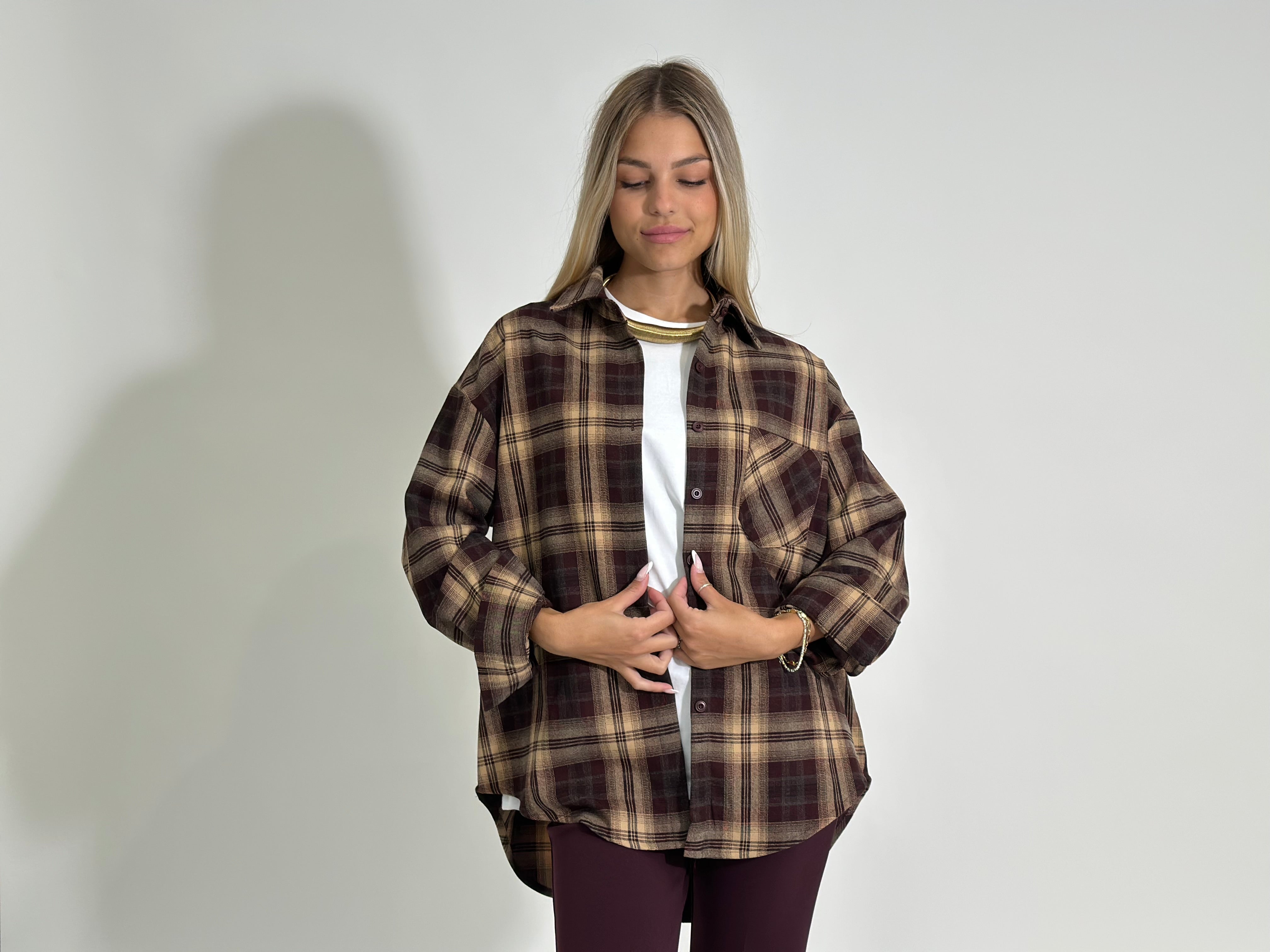 Camicia check 17183 BEIGE