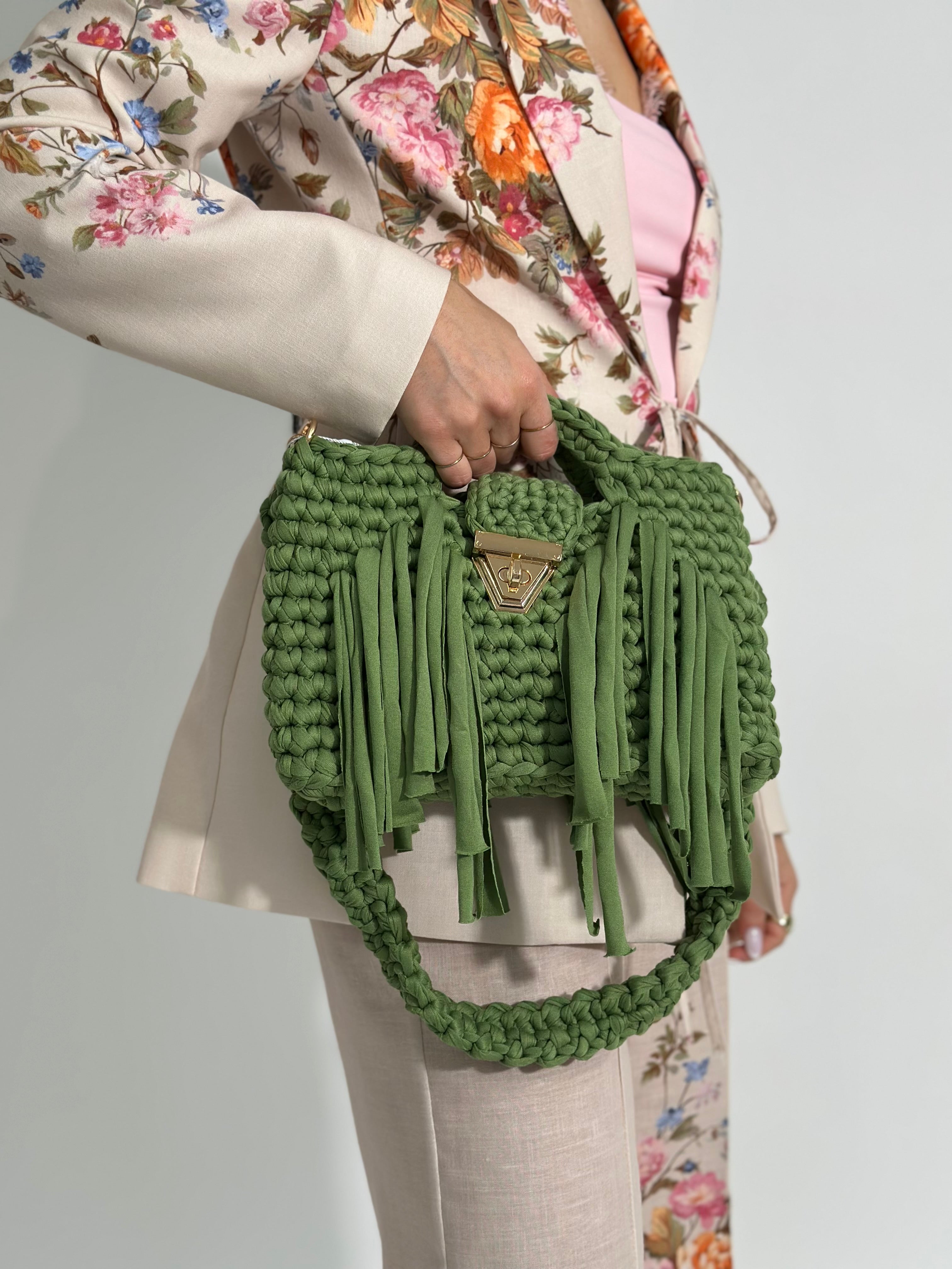 Borsa frange 2651 VERDE