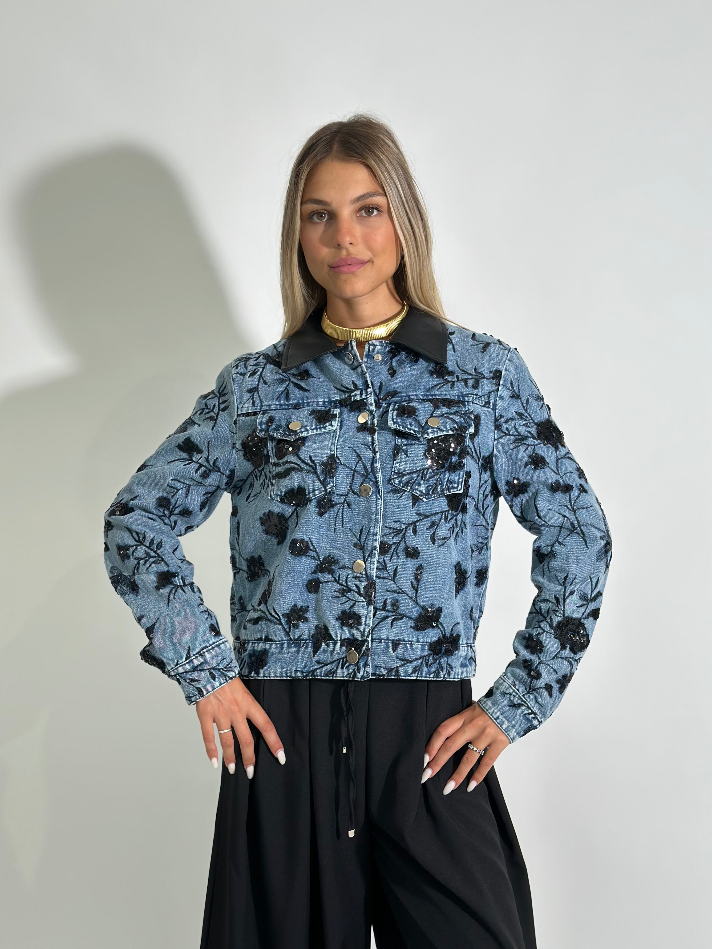 Giubbino jeans paillettes M1030