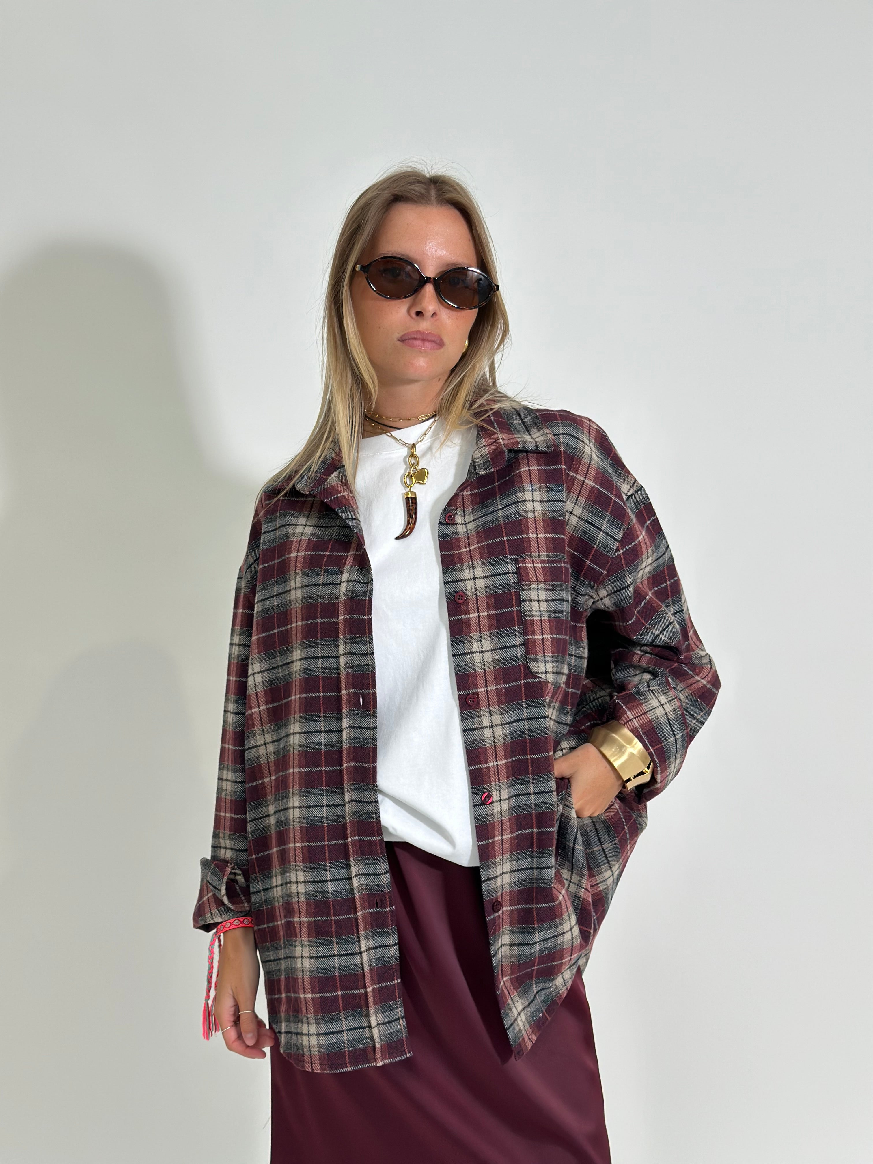 Camicia check 25864 BURGUNDY