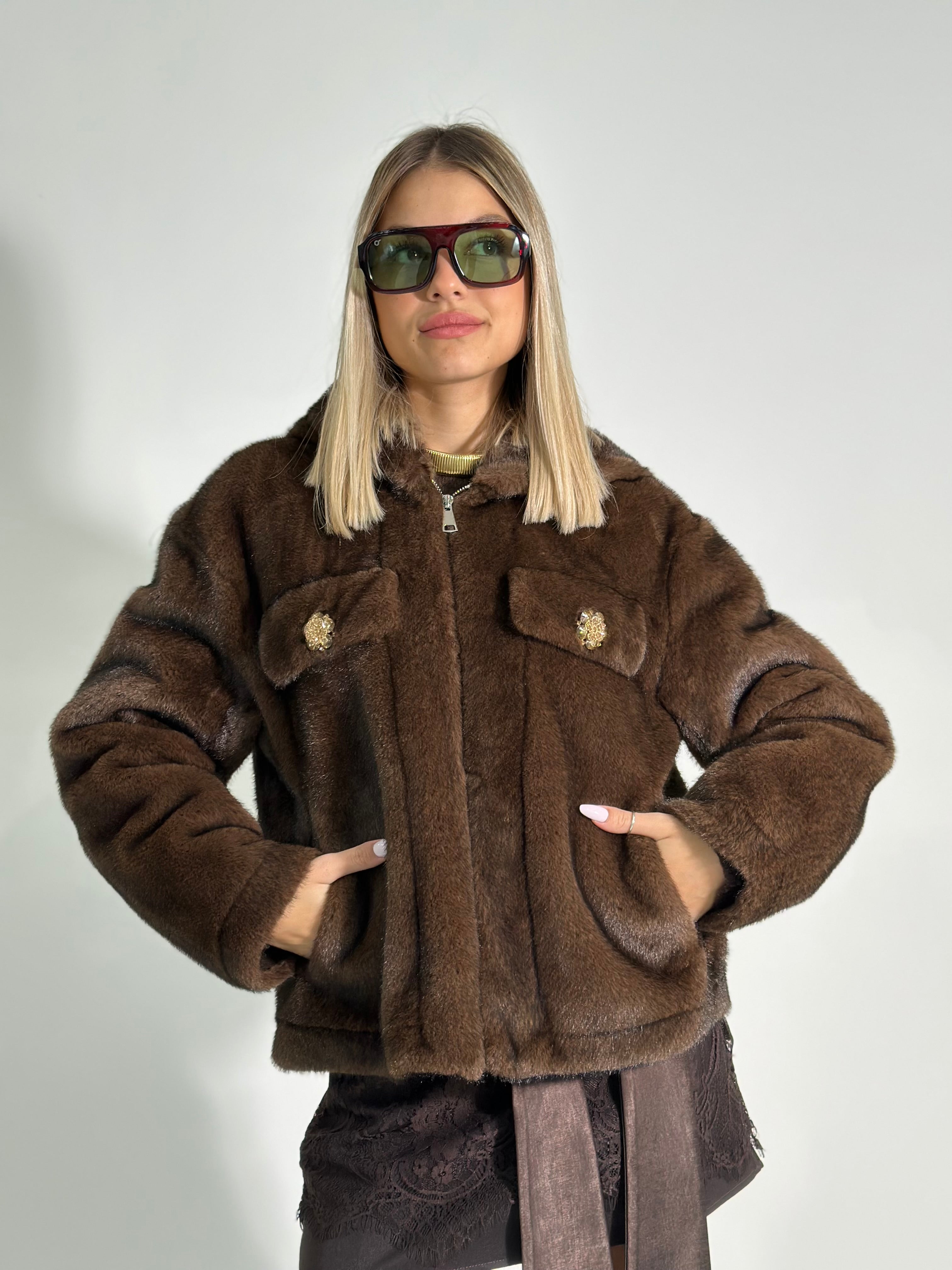 Pelliccia cappuccio 30078 MORO