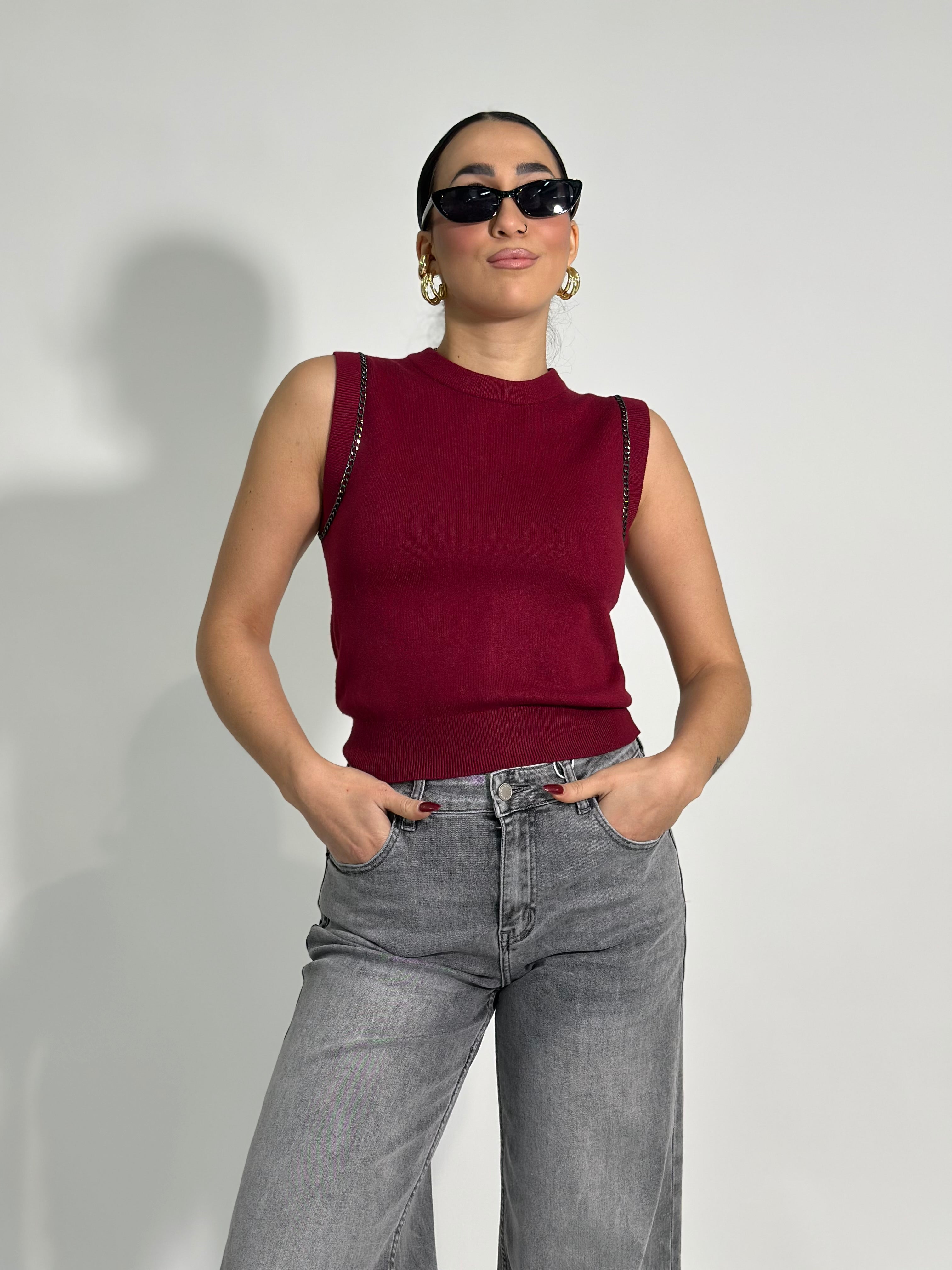 Maglia gilet 9657 BURGUNDY