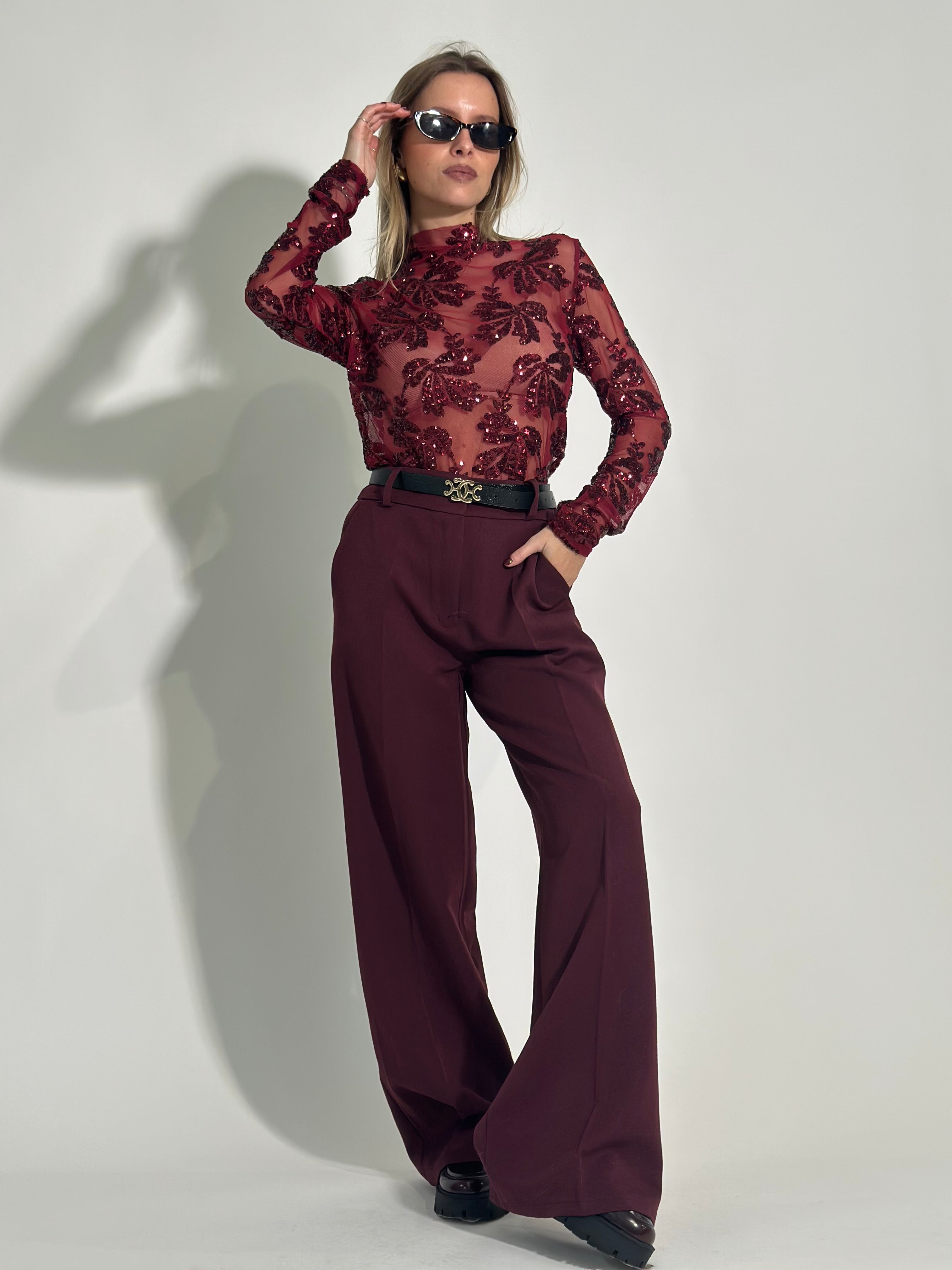 Pantalone palazzo 21381 BURGUNDY