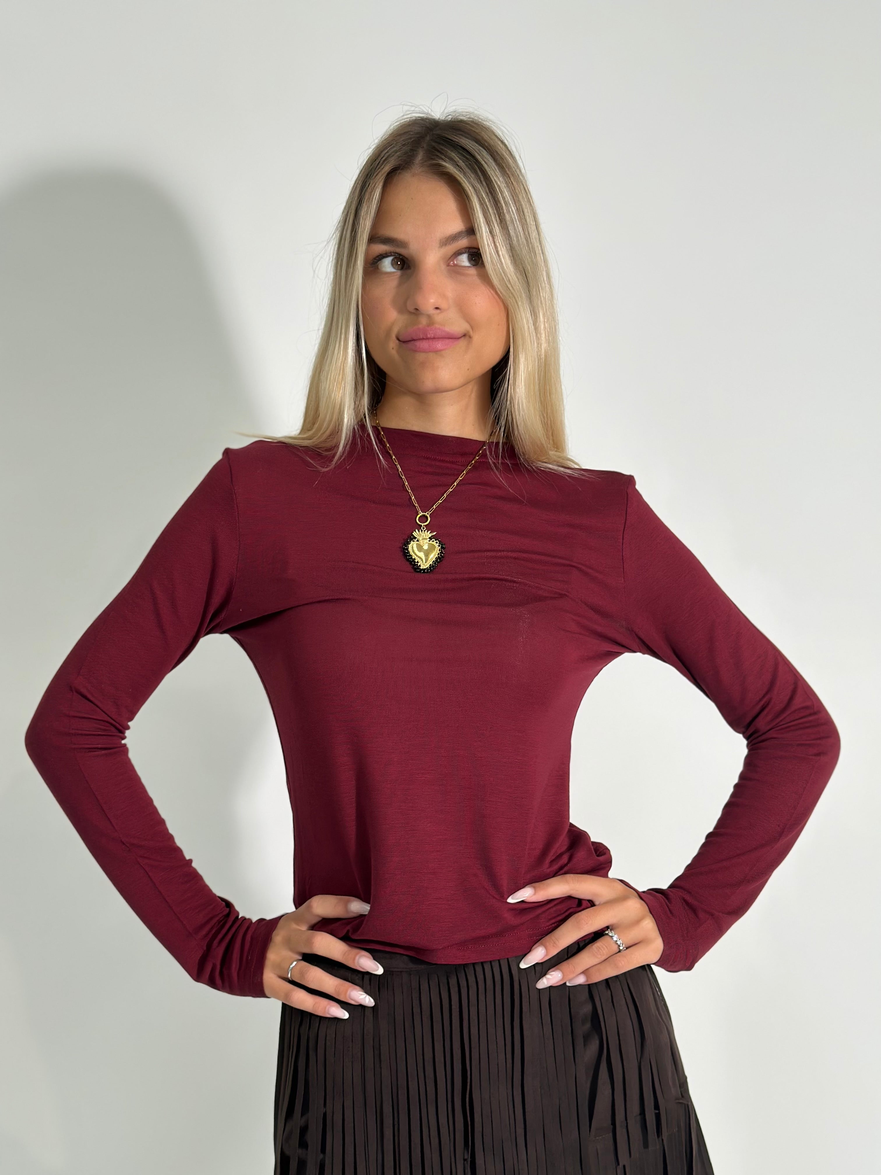 Maglia basic X002 BURGUNDY