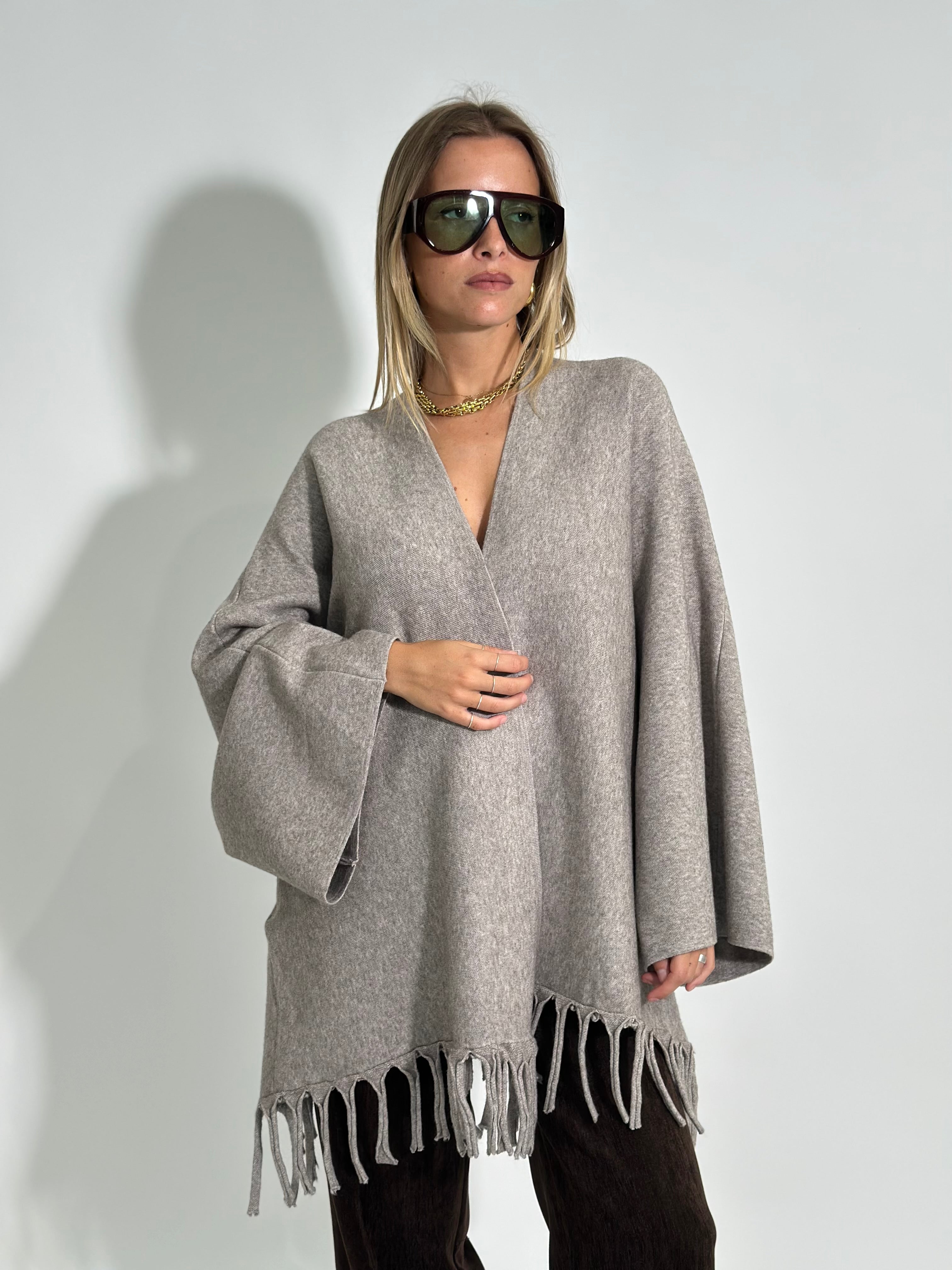 Cardigan frange 28109 TAUPE