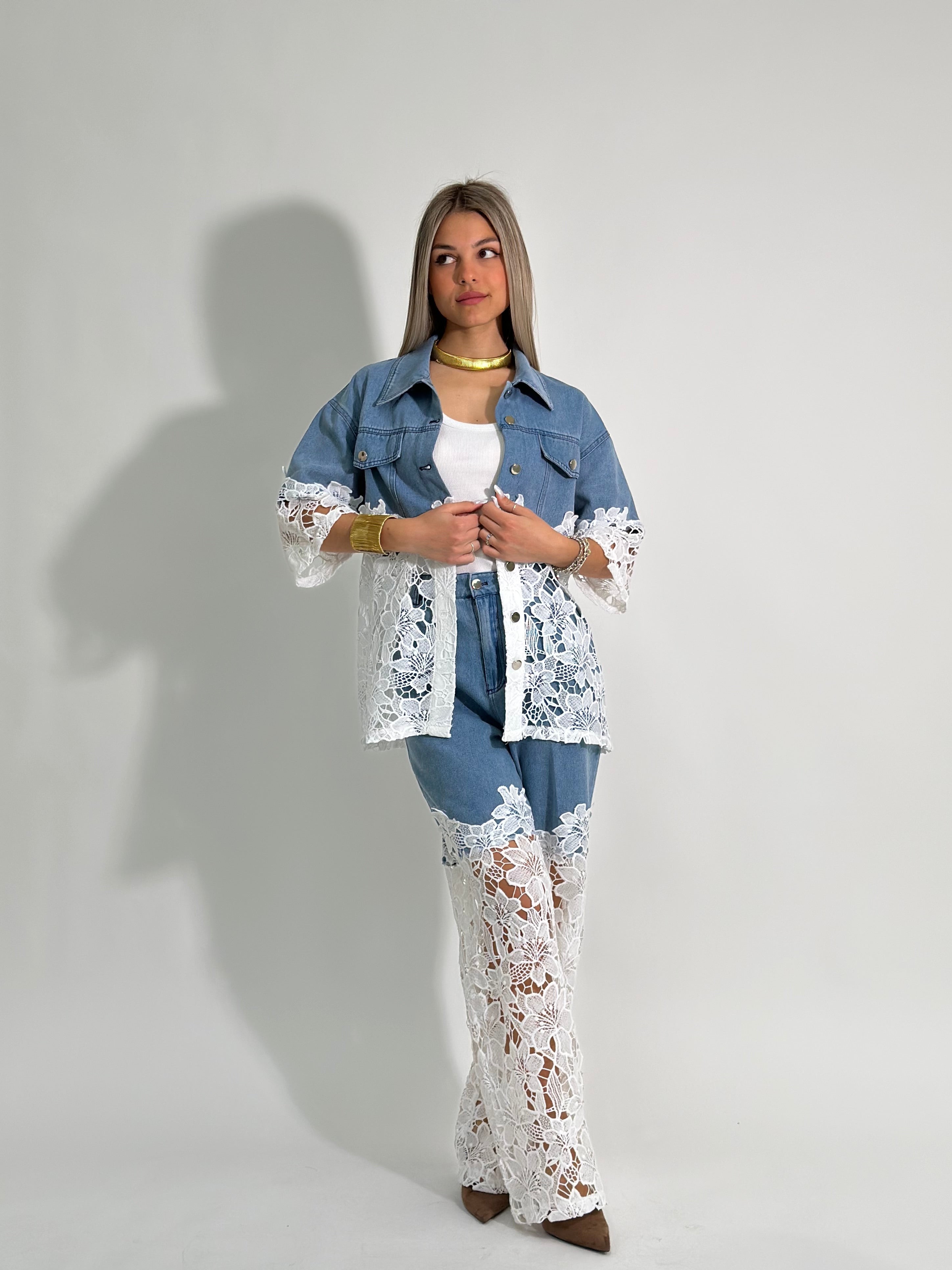 Completo denim e pizzo 97191 BLU LIGHT
