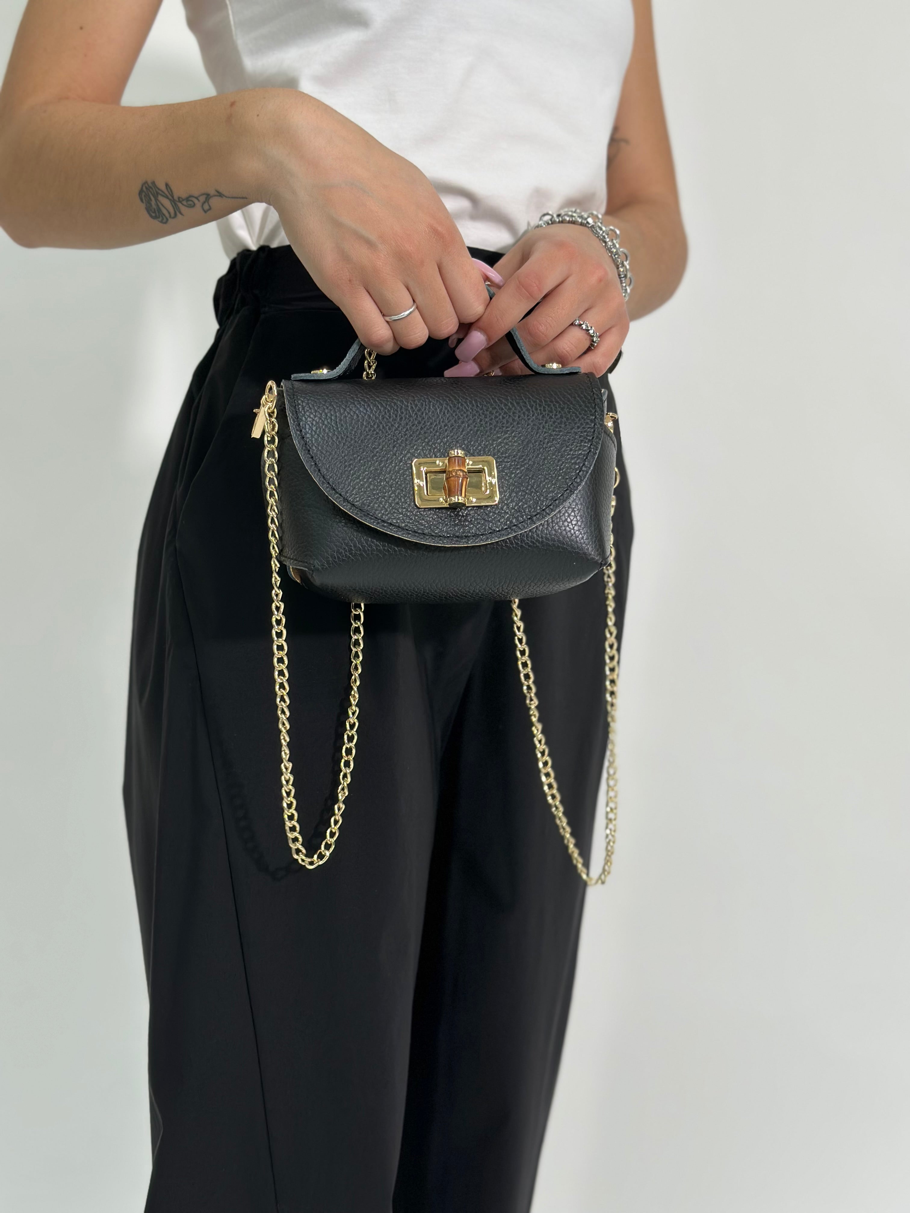 Borsa chiusura bamboo 1122 NERO