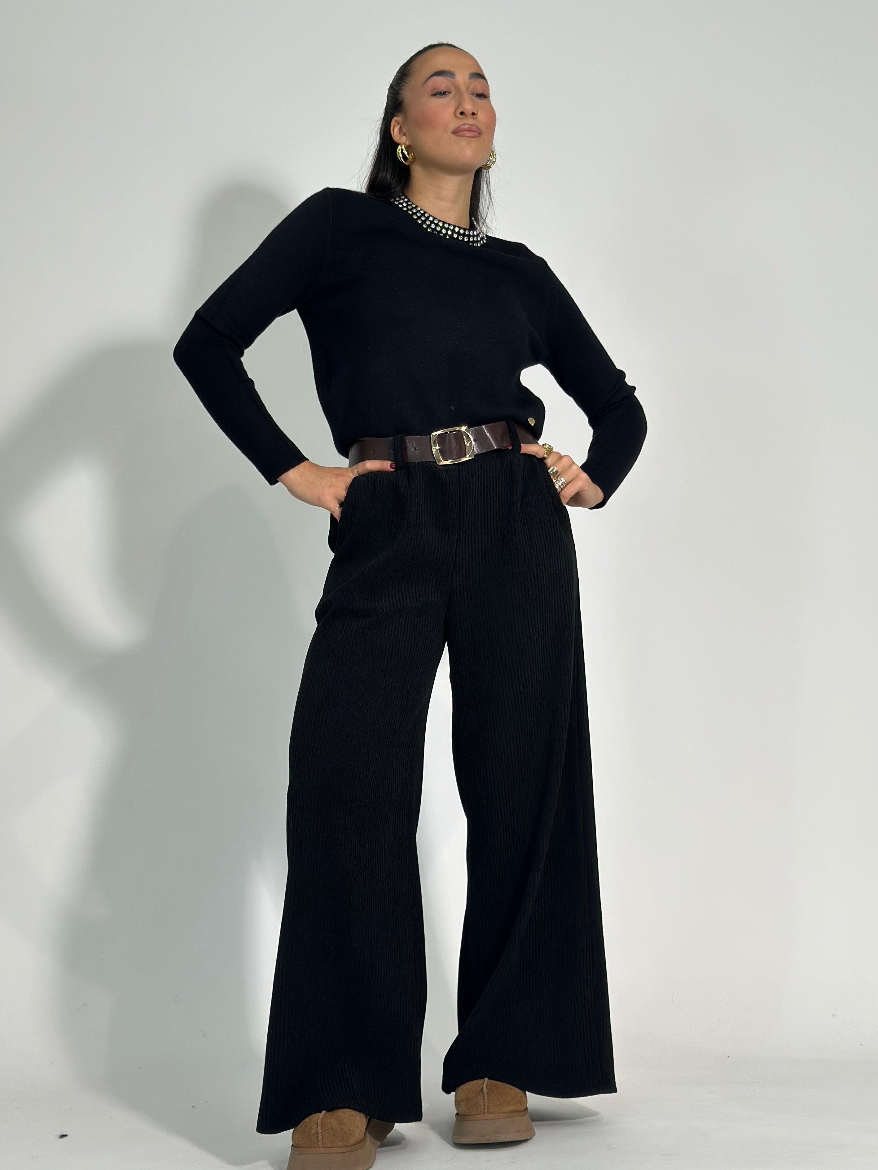 Pantalone costina 6156 NERO