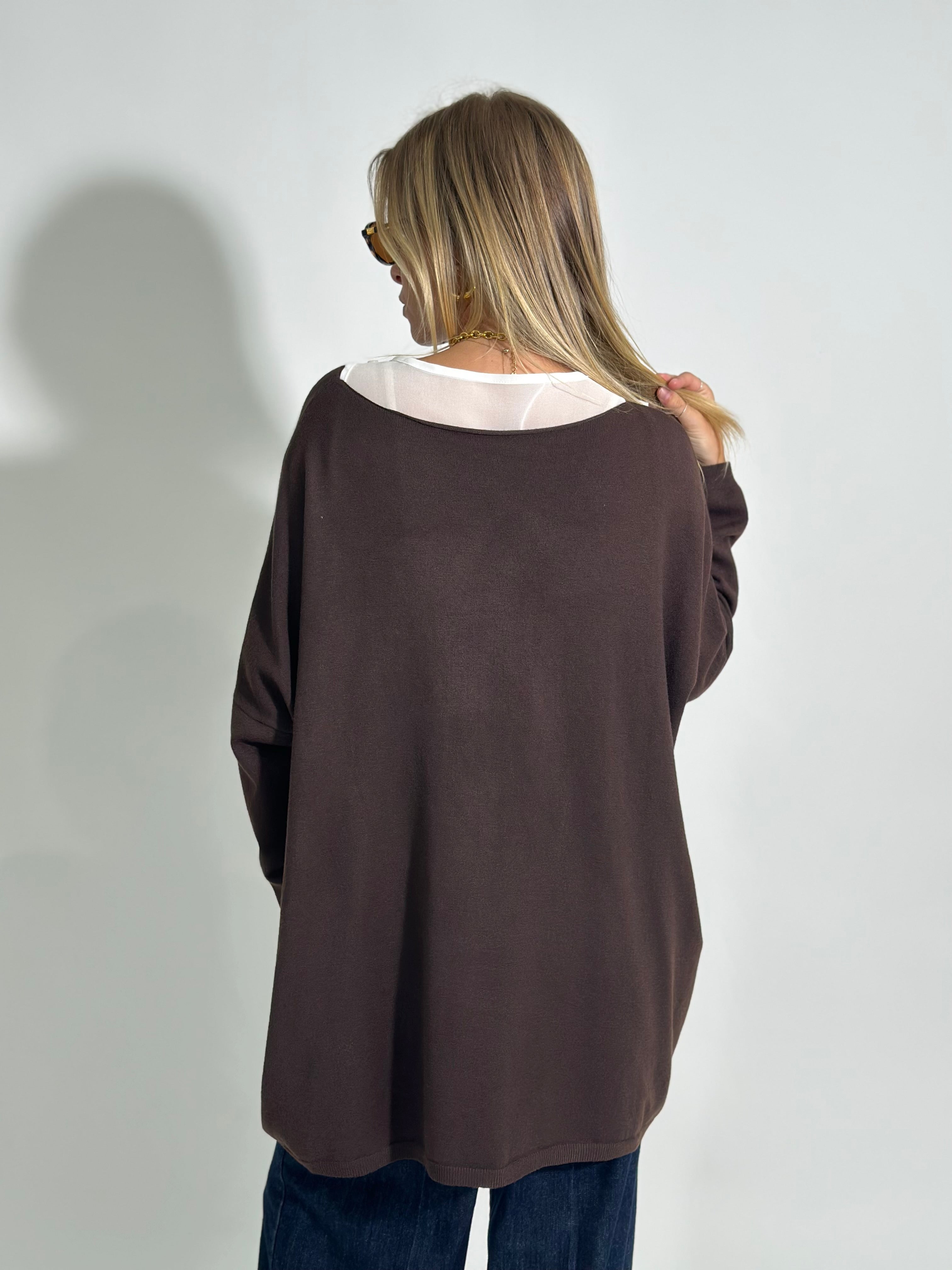 Maglia twin set M1101 MARRONE