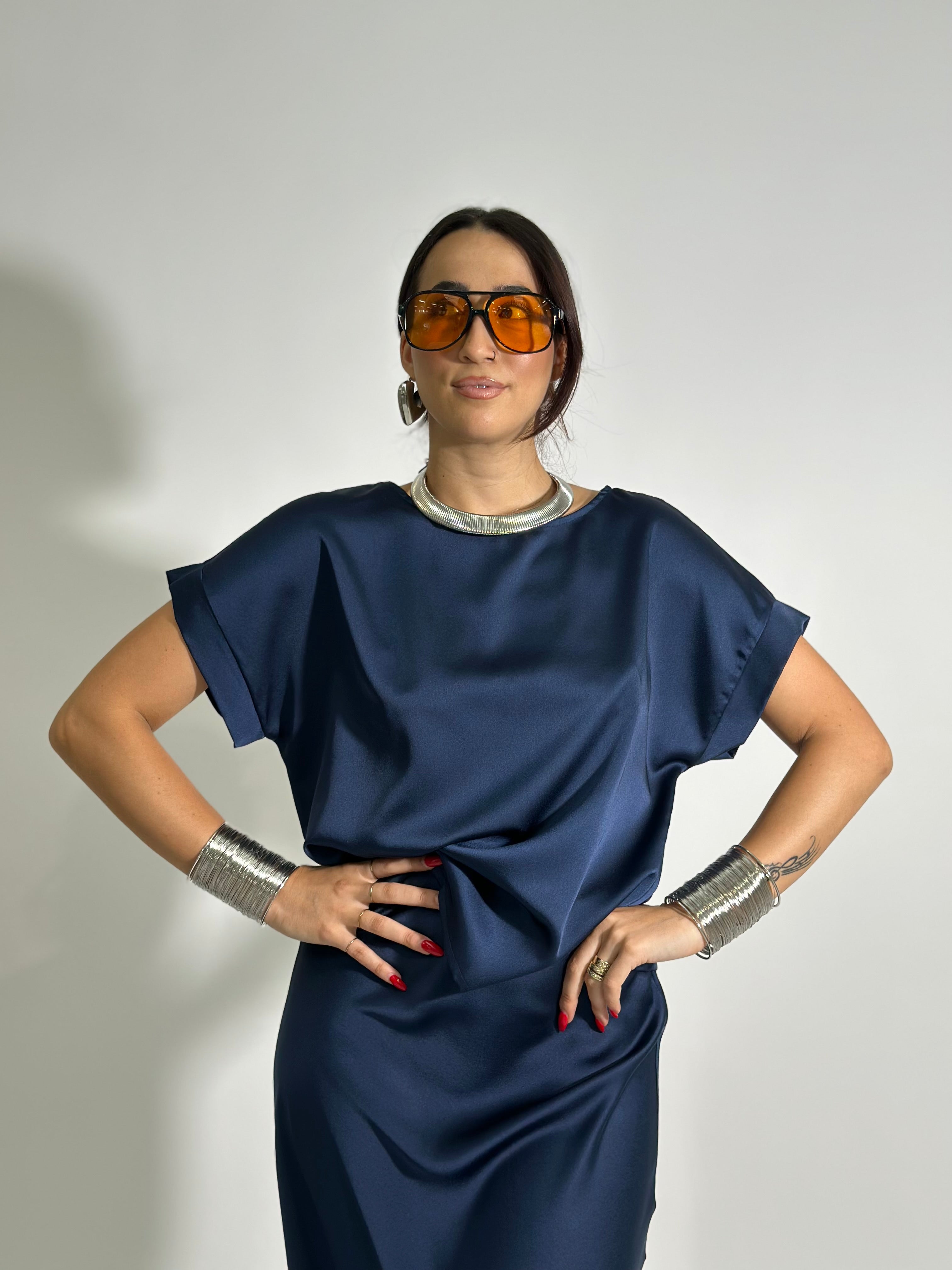 Camicia satin 1588 BLU
