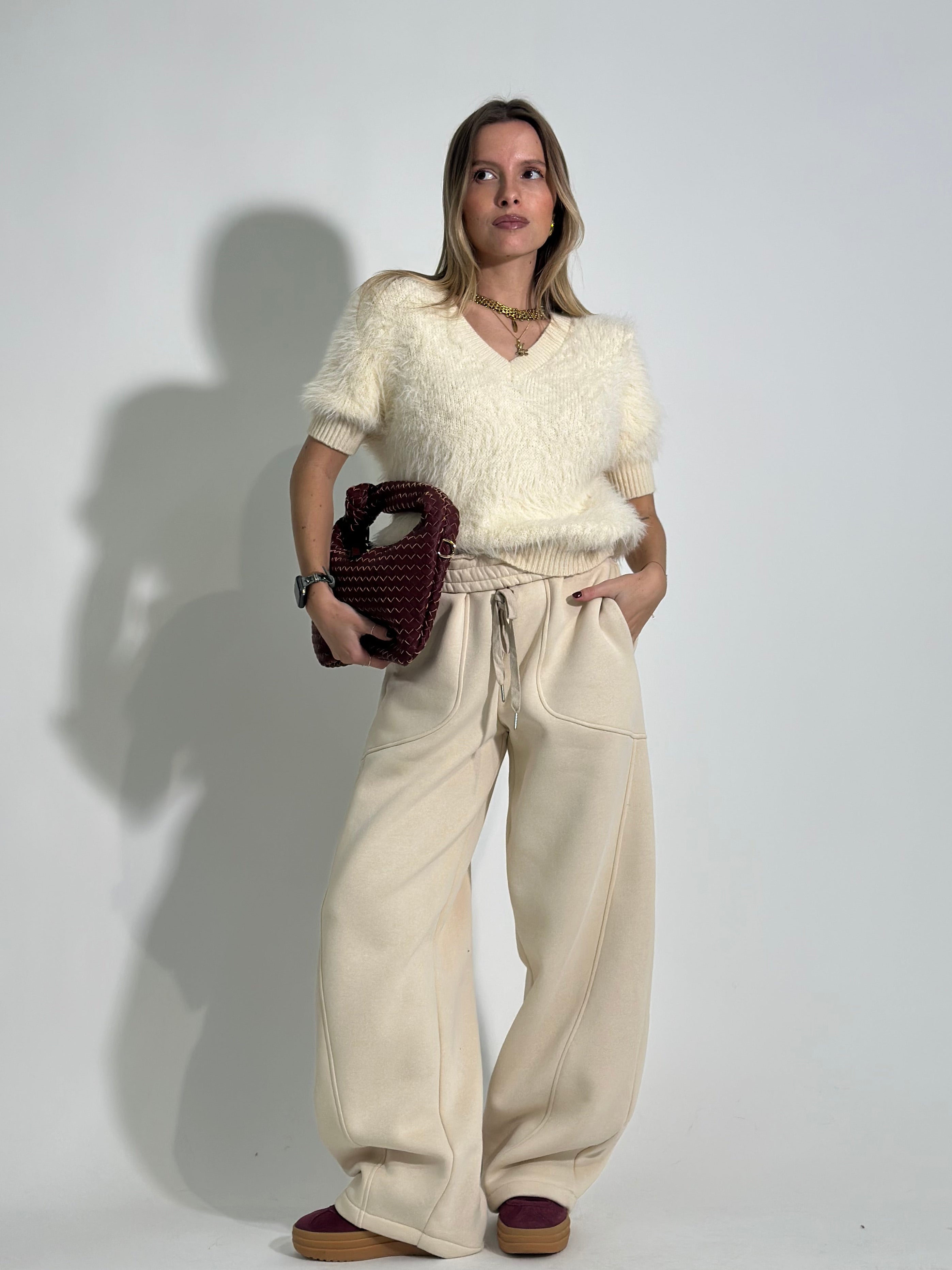 Pantalone baloon felpa 3693 PANNA