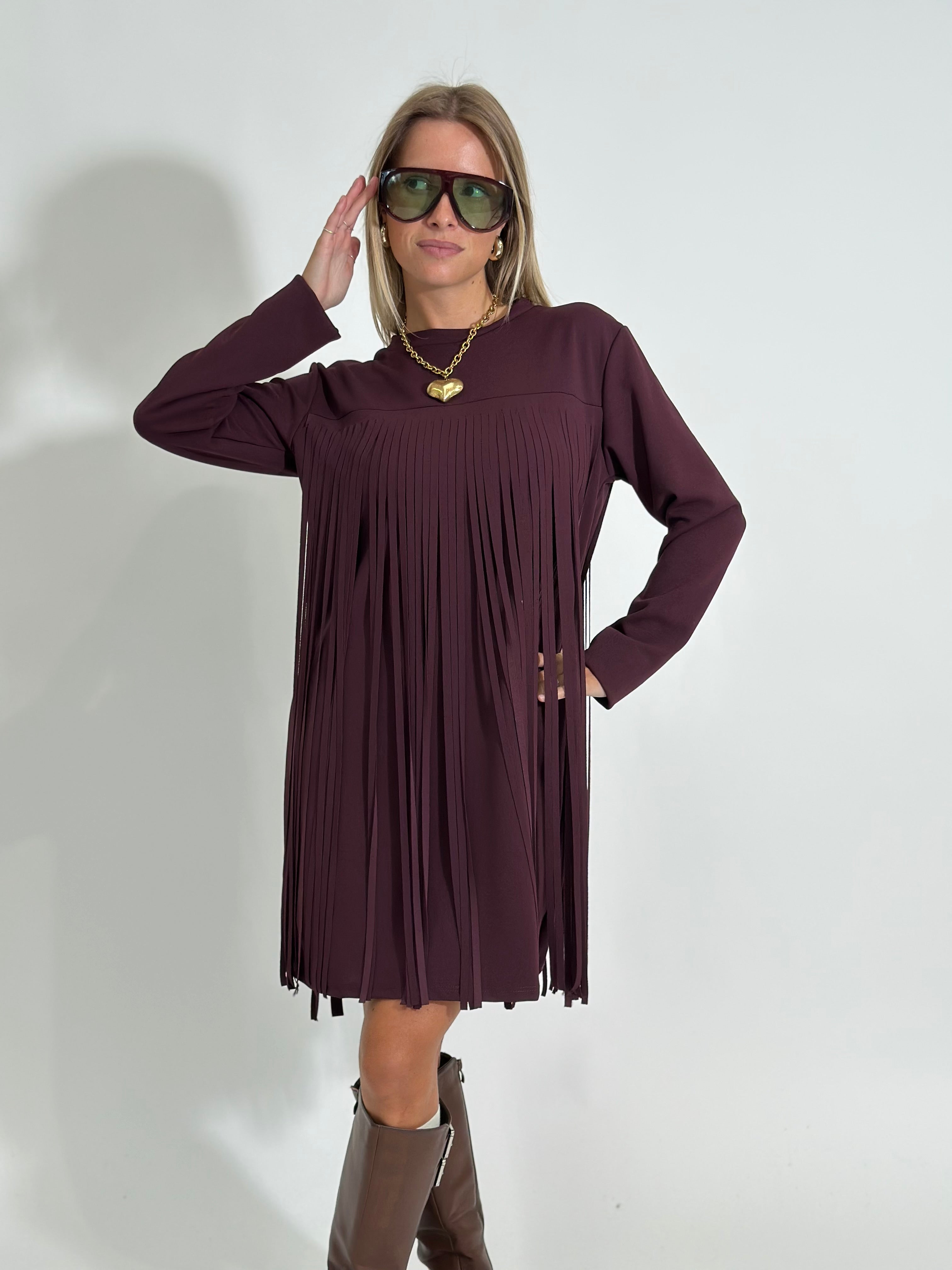 Abito frange 55808 BURGUNDY