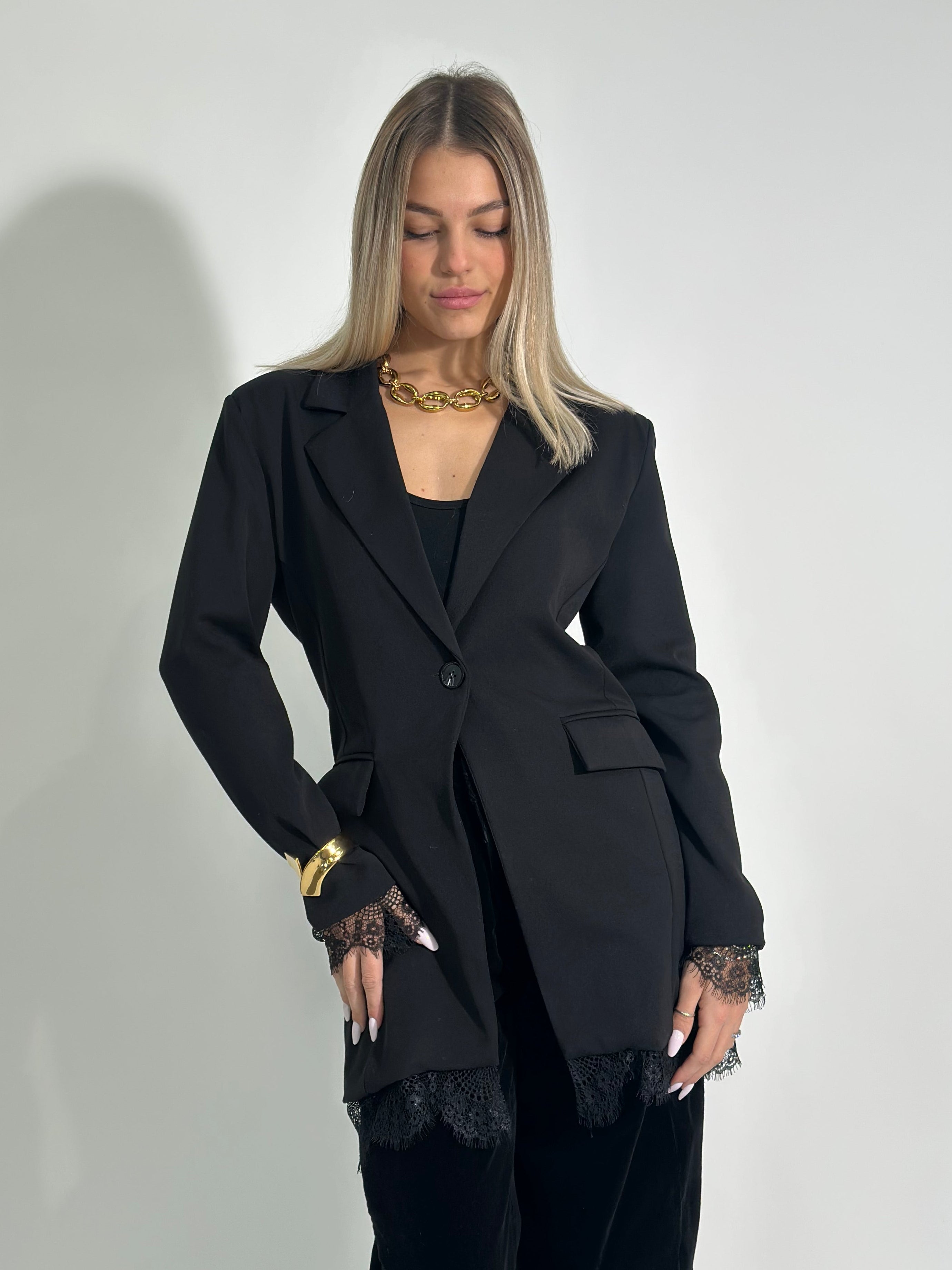 Giacca pizzo L389 NERO