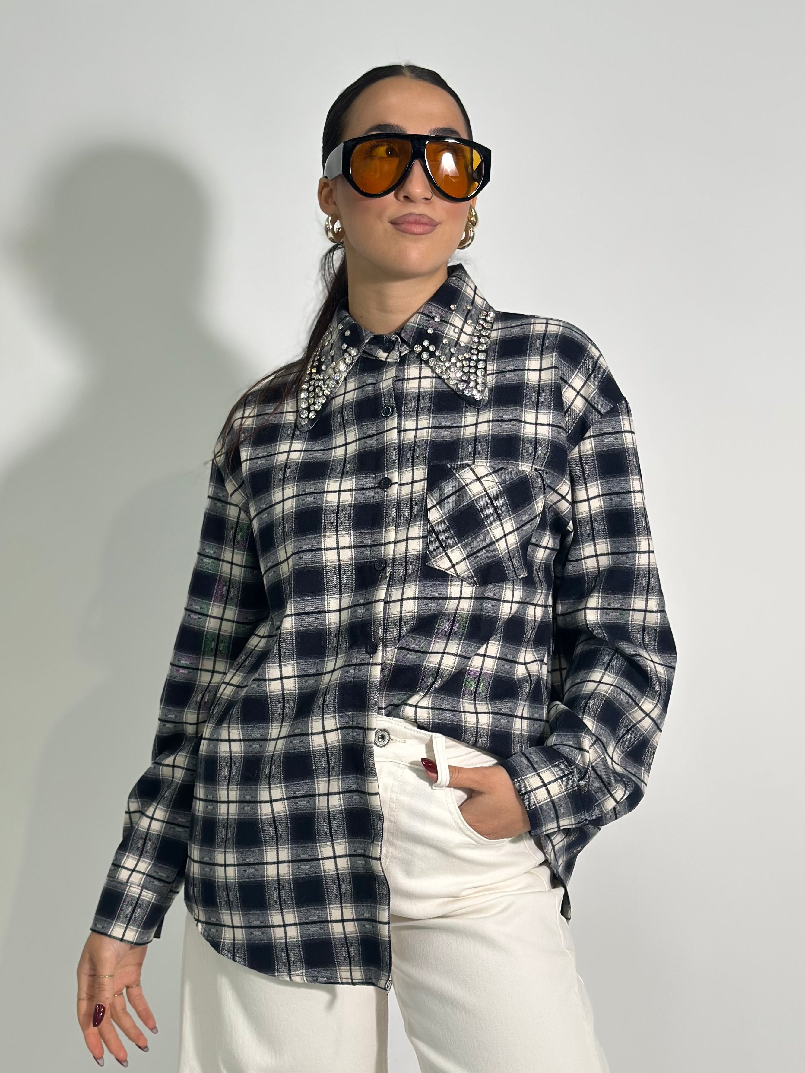 Camicia collo cristalli 2531 BLU