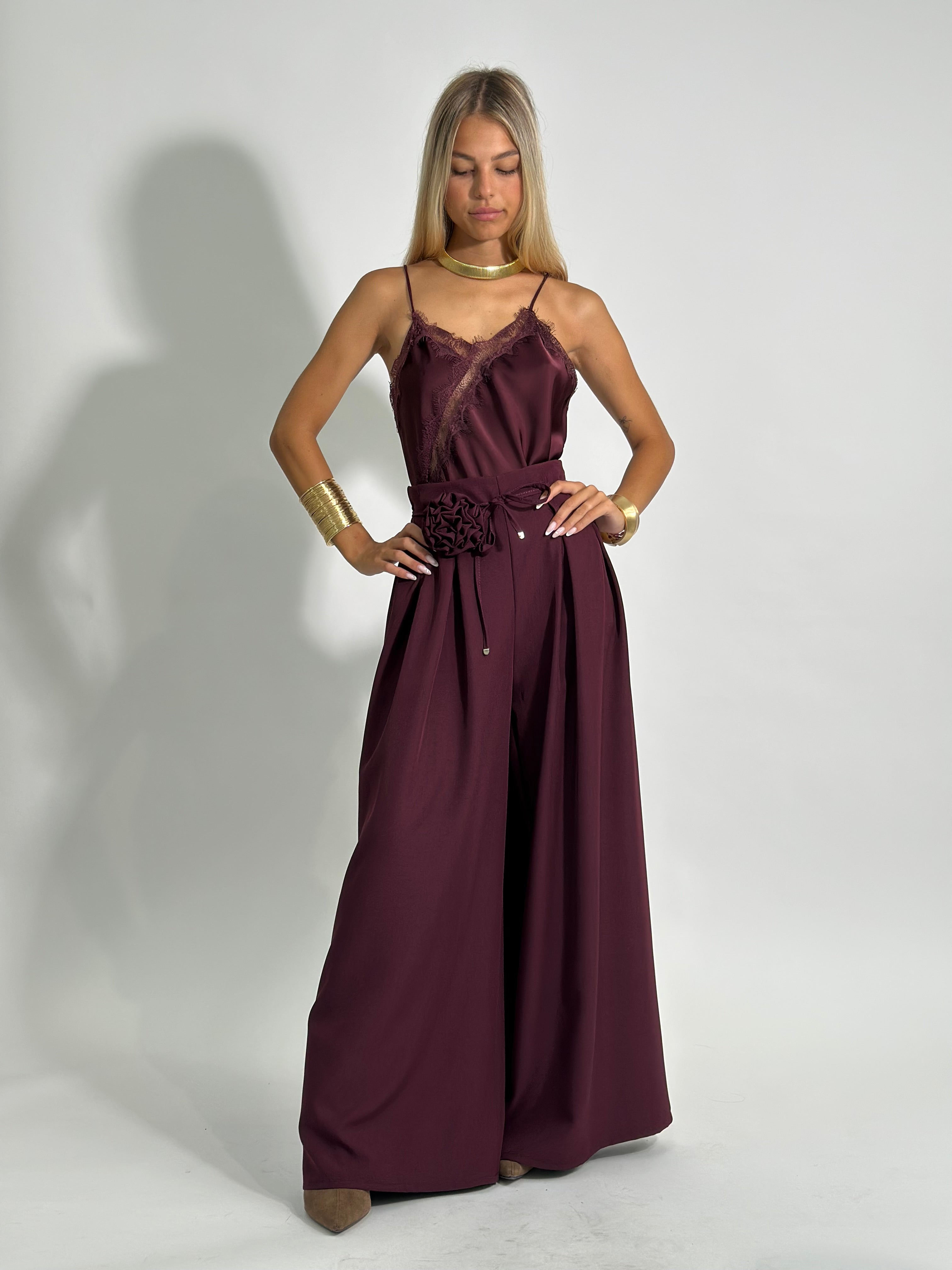 Pantalone fiore 25603 BURGUNDY