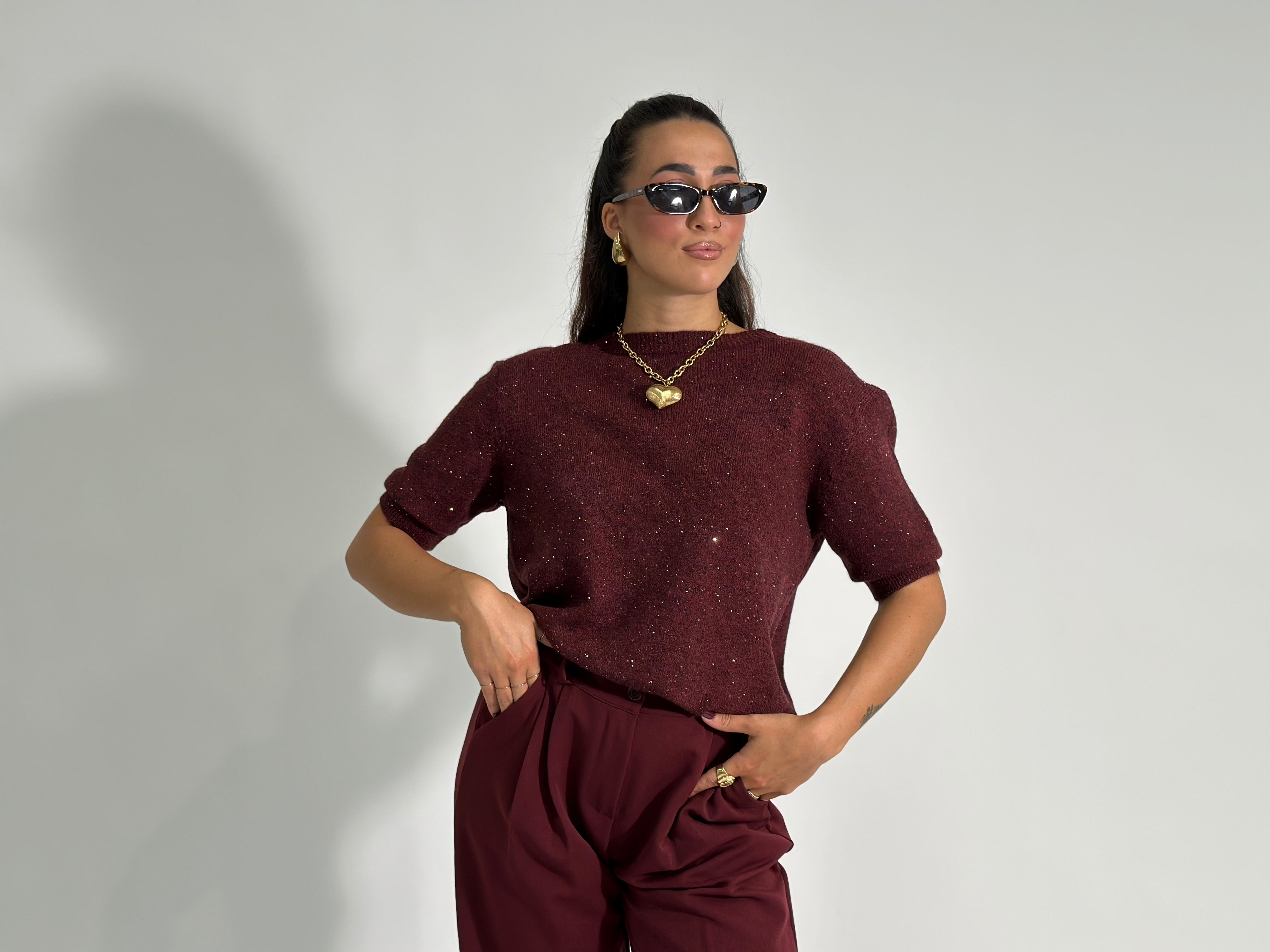 Maglia paillettes 25752 BURGUNDY
