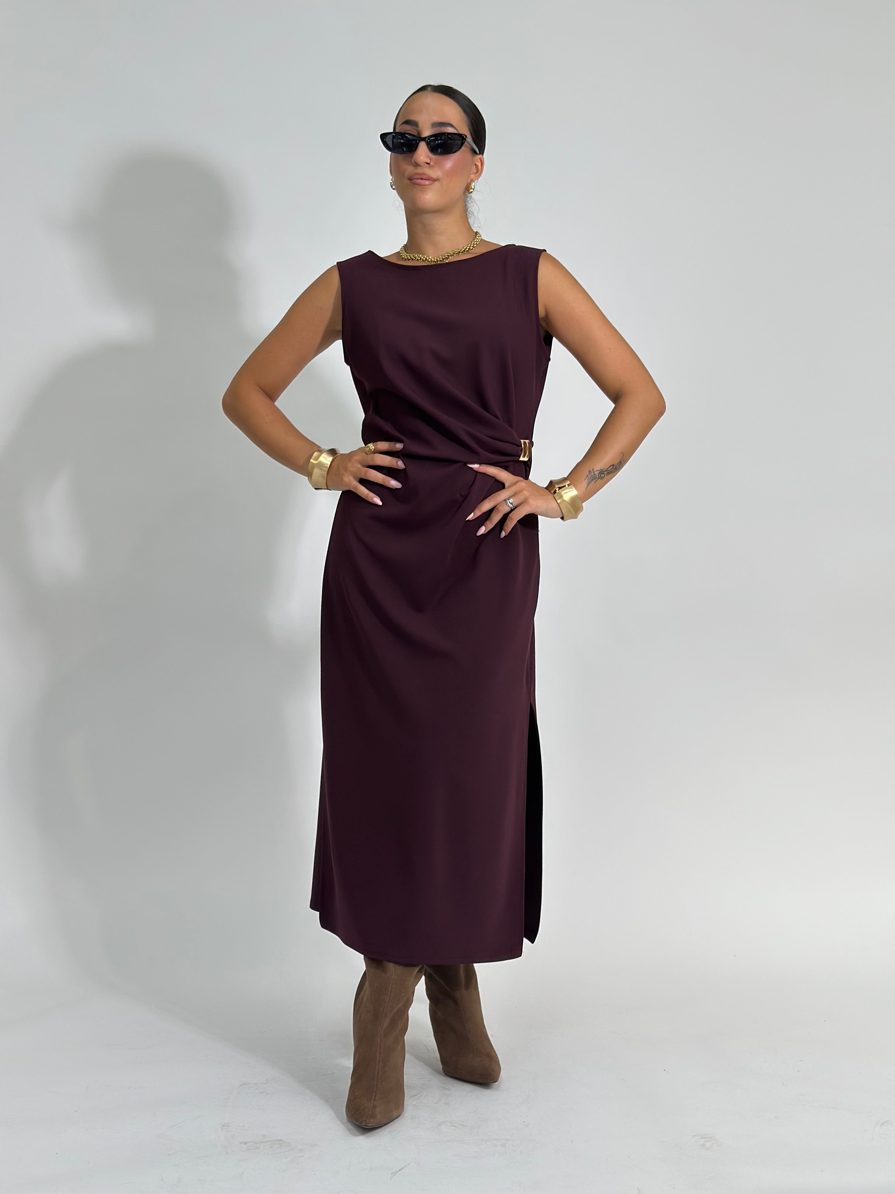 Abito drappeggio 69225 BURGUNDY