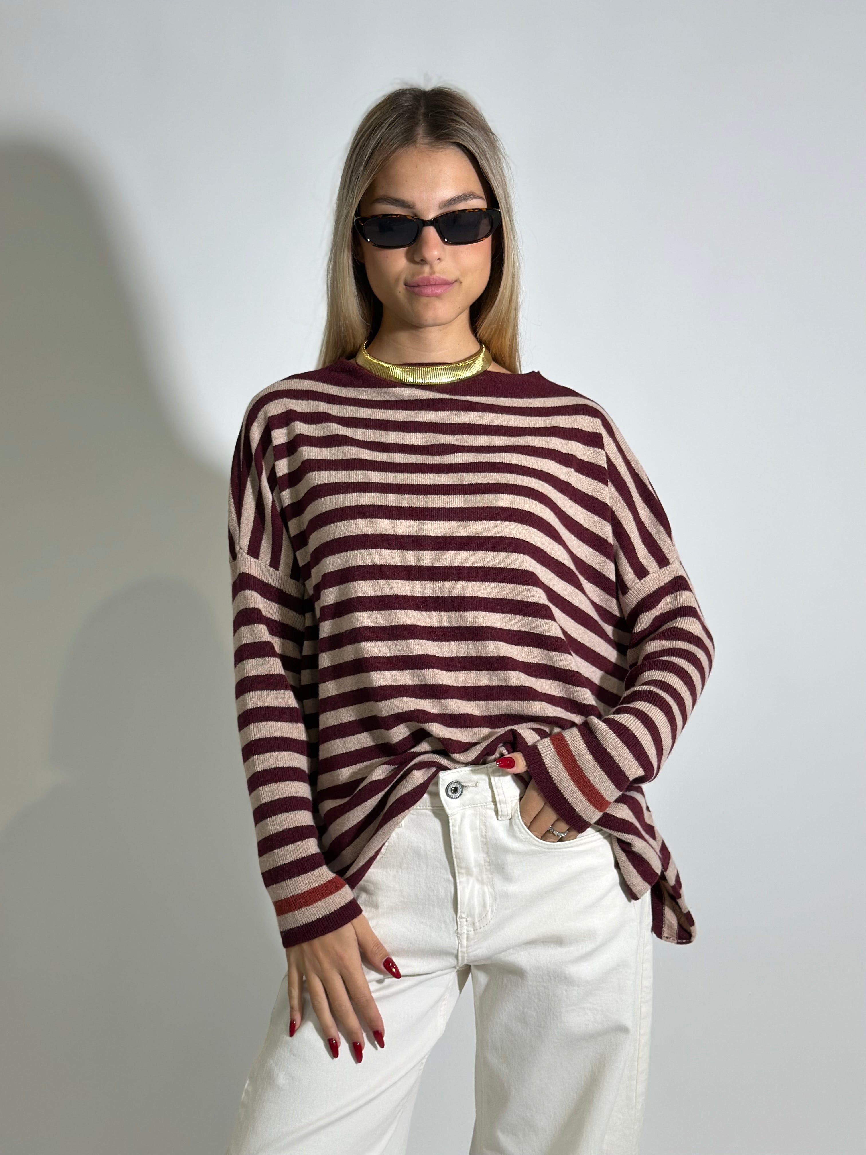 Maglia cashmere blend riga 10225 BURGUNDY