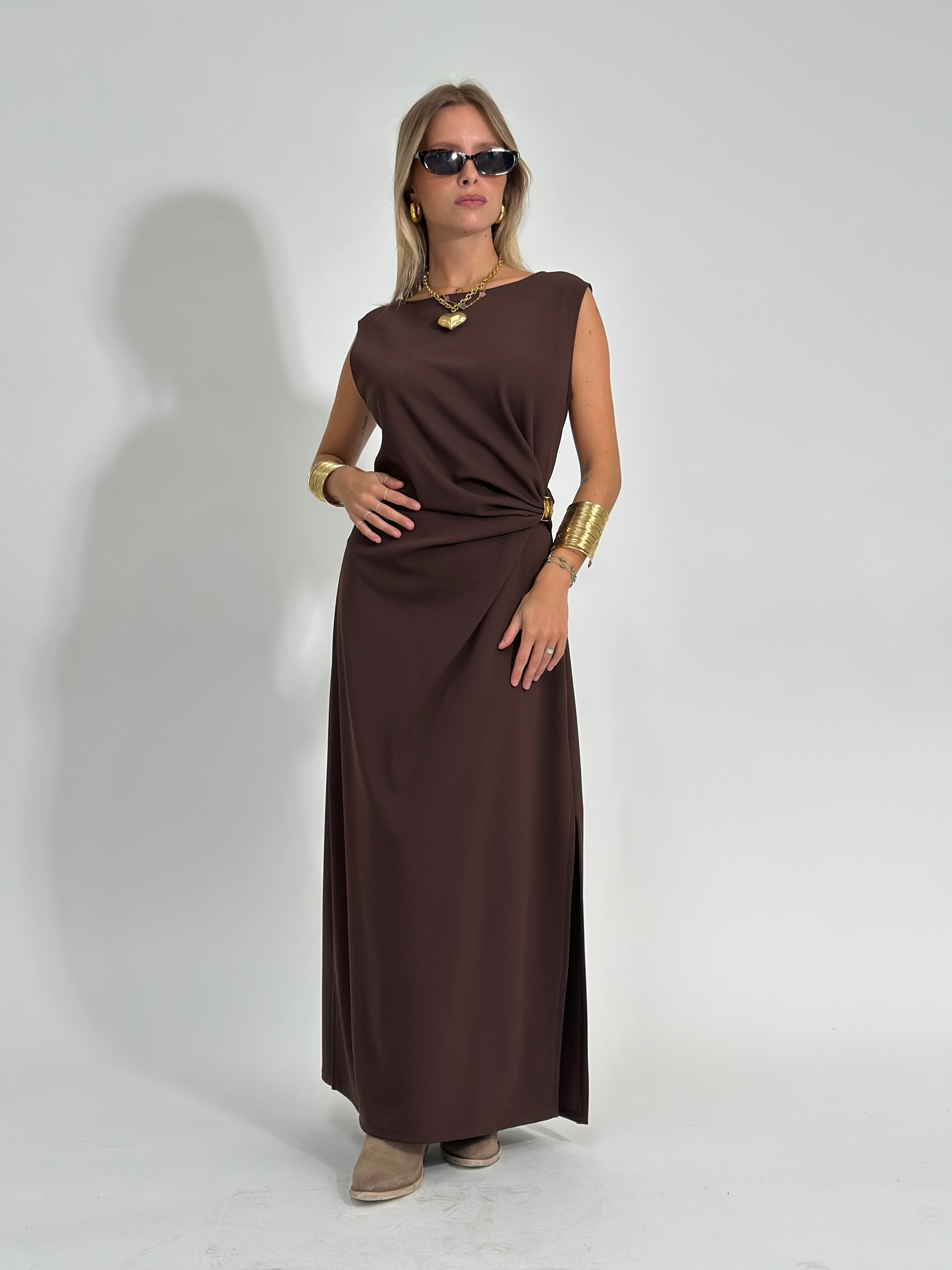 Abito drappeggio 69225 MARRONE