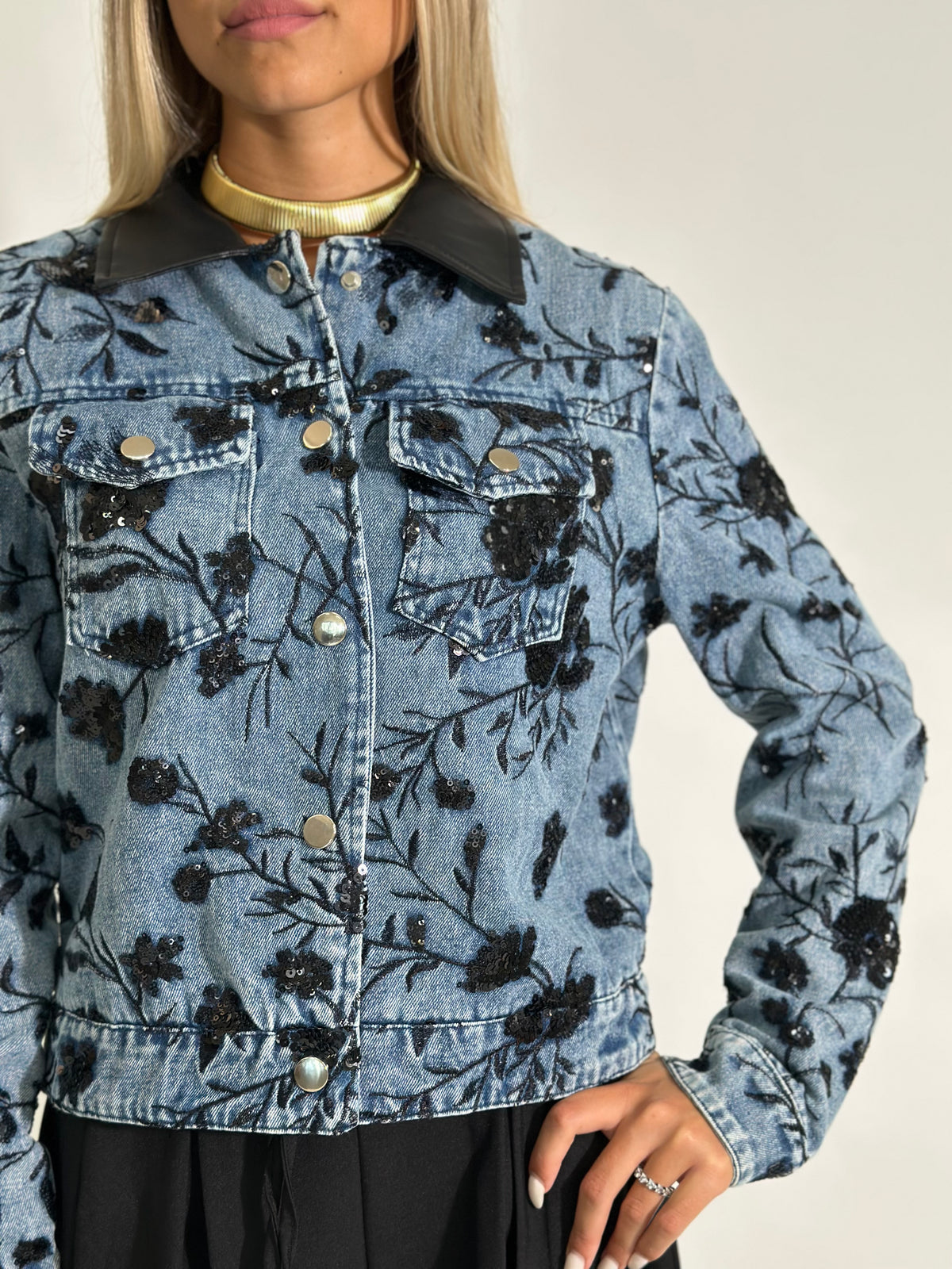Giubbino jeans paillettes M1030