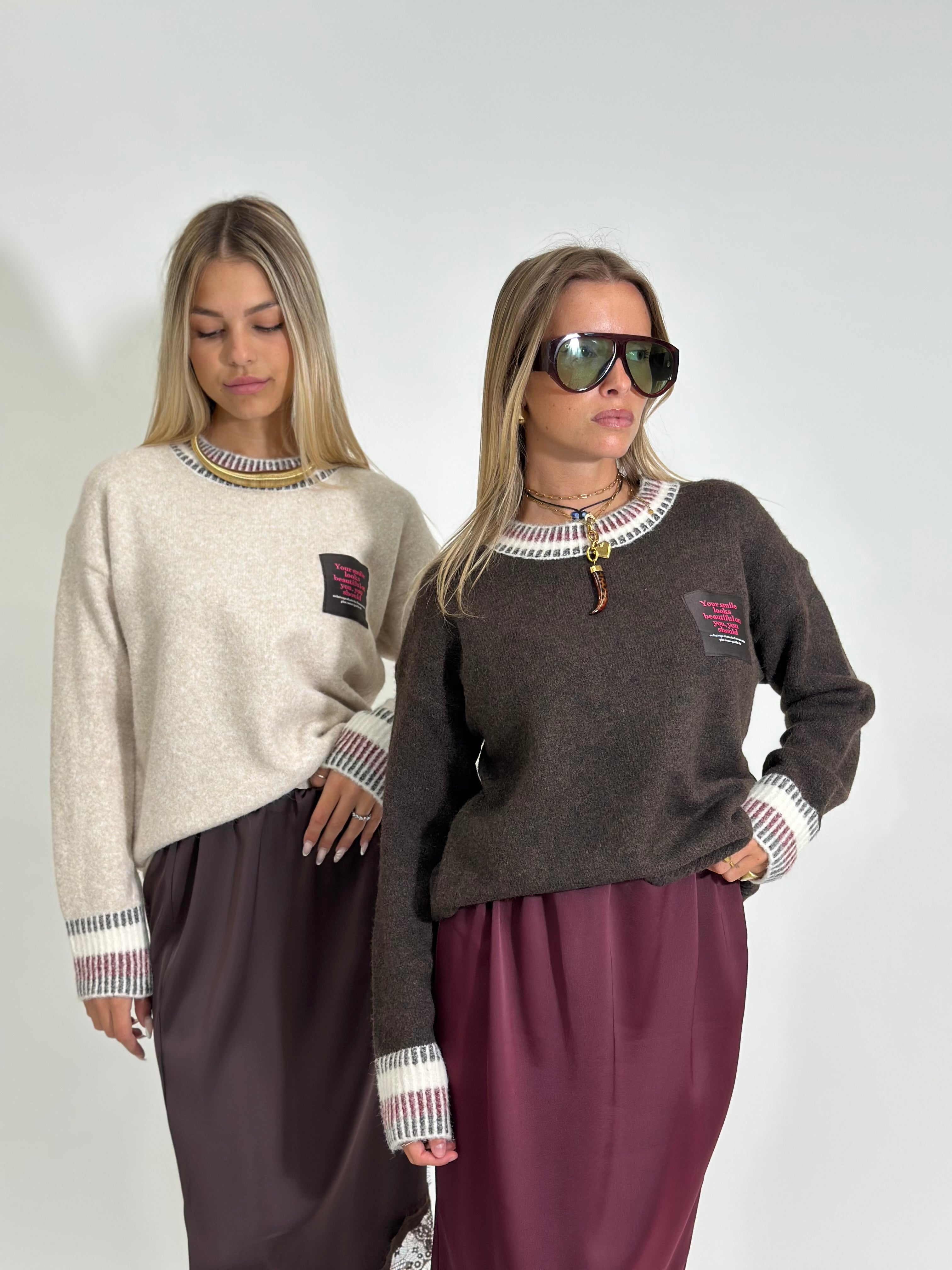 Maglia soft intarsio 4982526 BEIGE