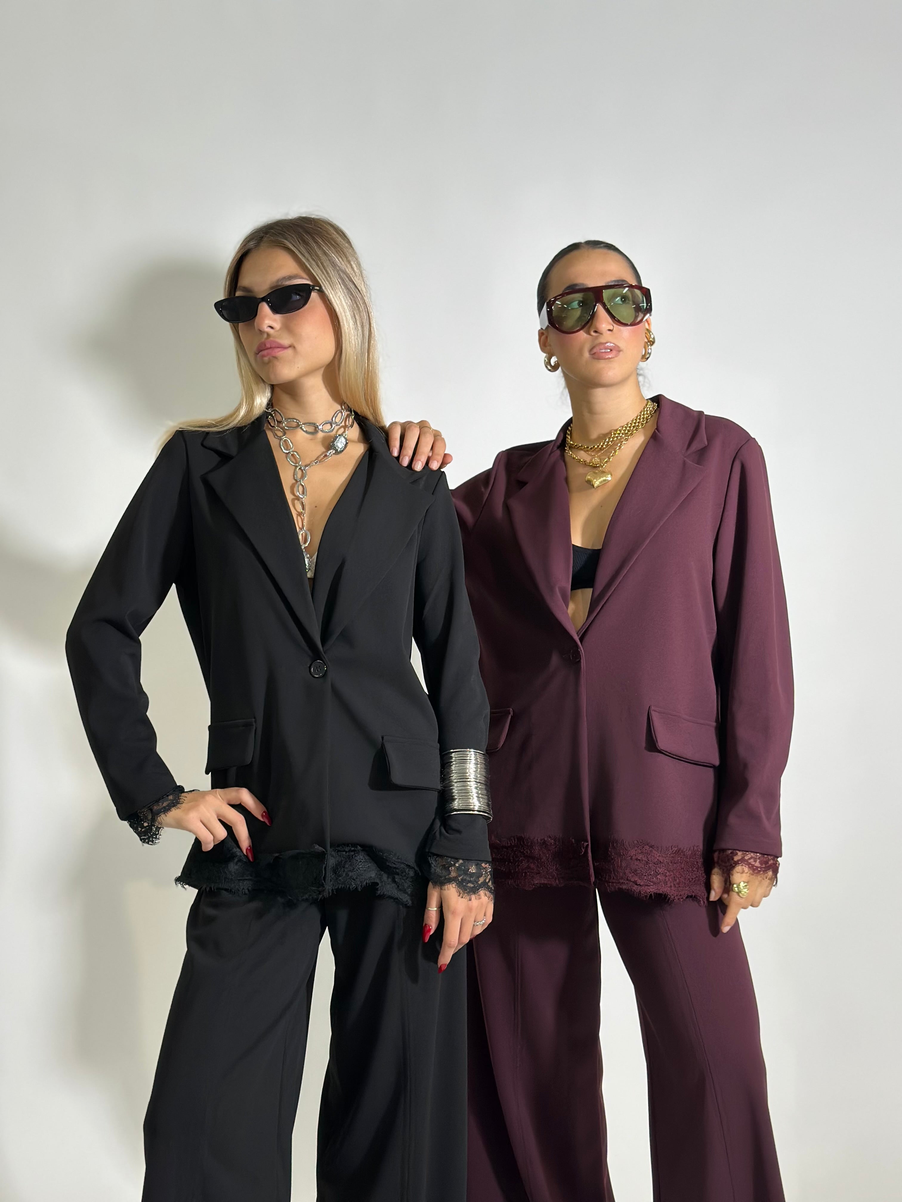 Completo crep pizzo 5579 BURGUNDY