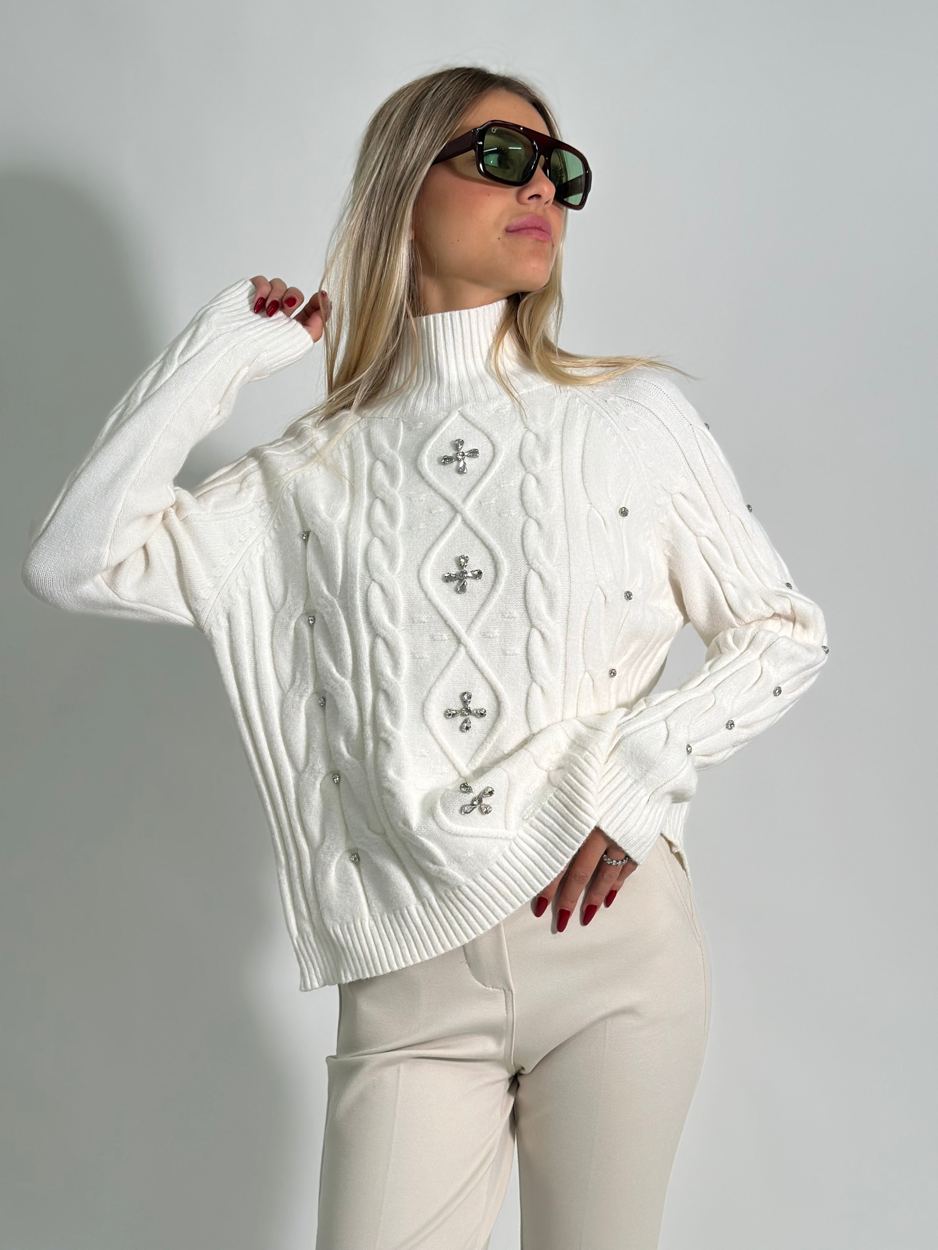 Maglia strass J28080 PANNA