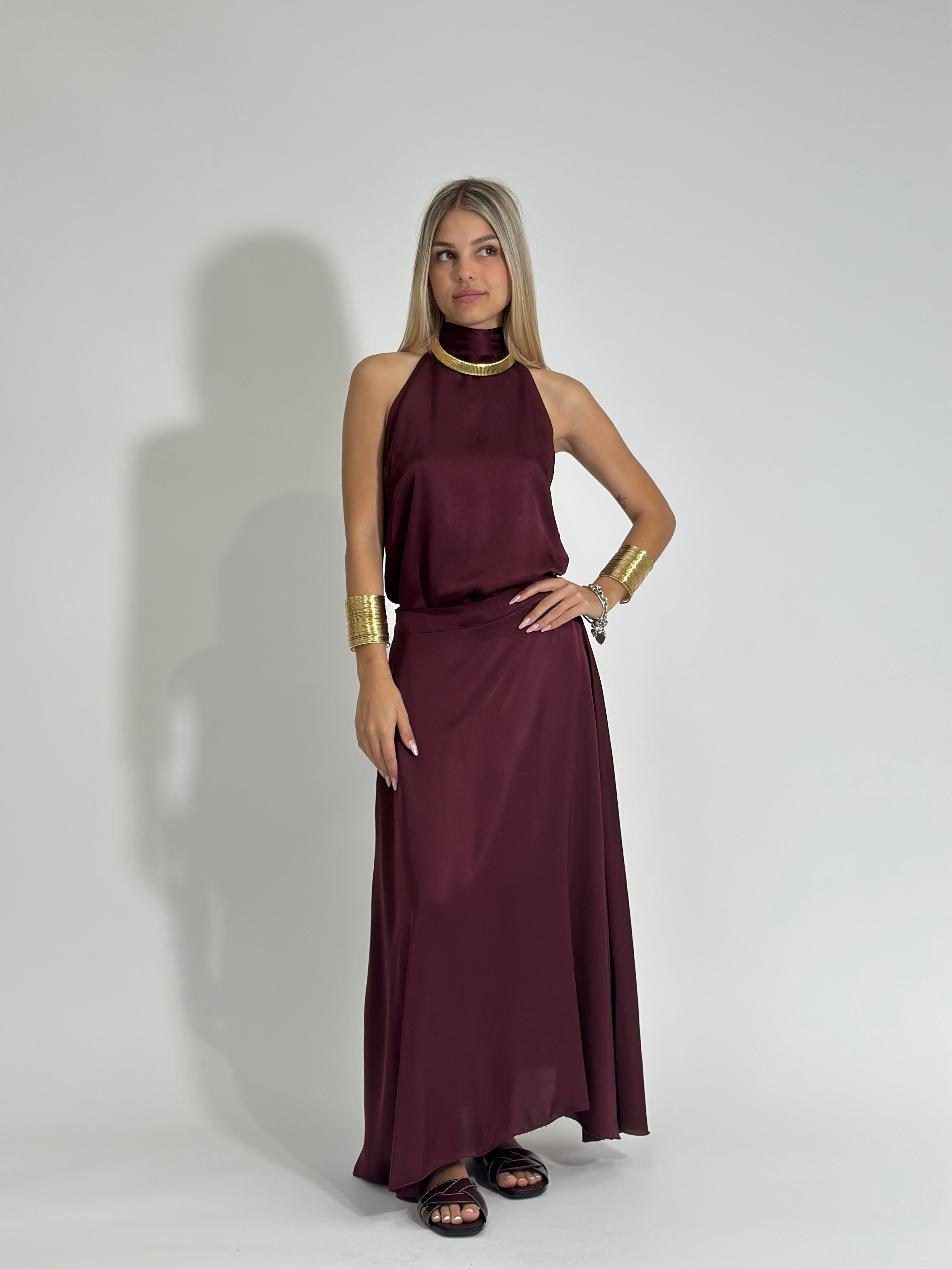 Gonna viscosa 31919 BORDO'