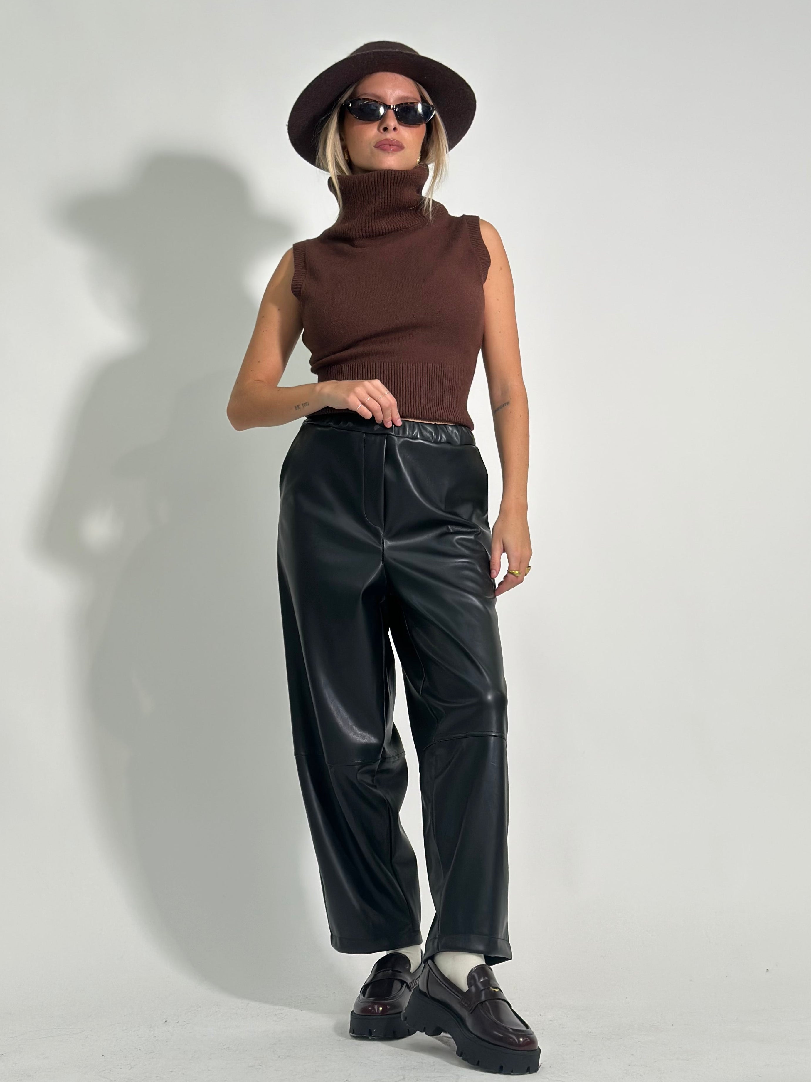 Pantalone ecopelle 25348 NERO