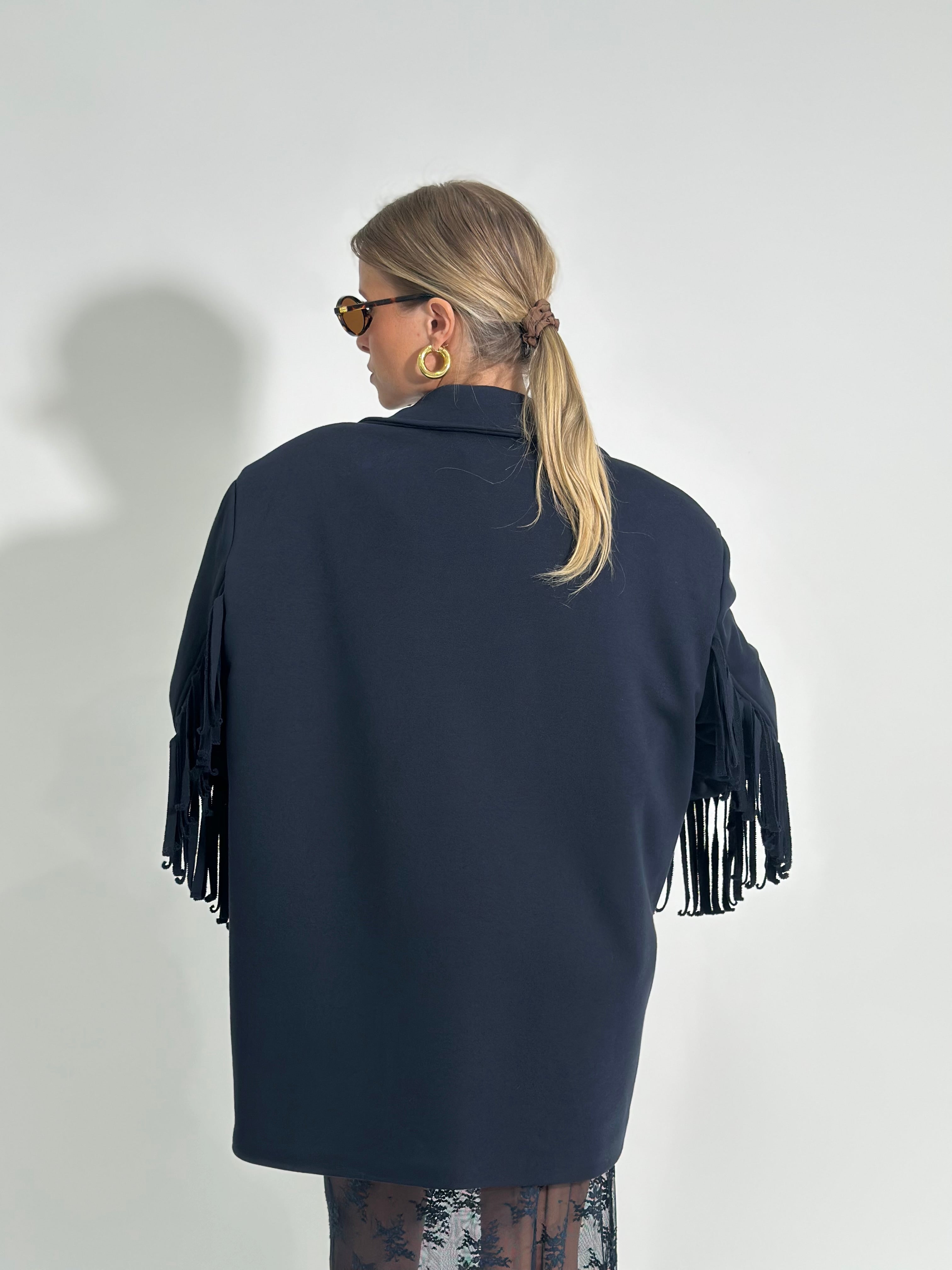 Giacca frange 02841 BLU