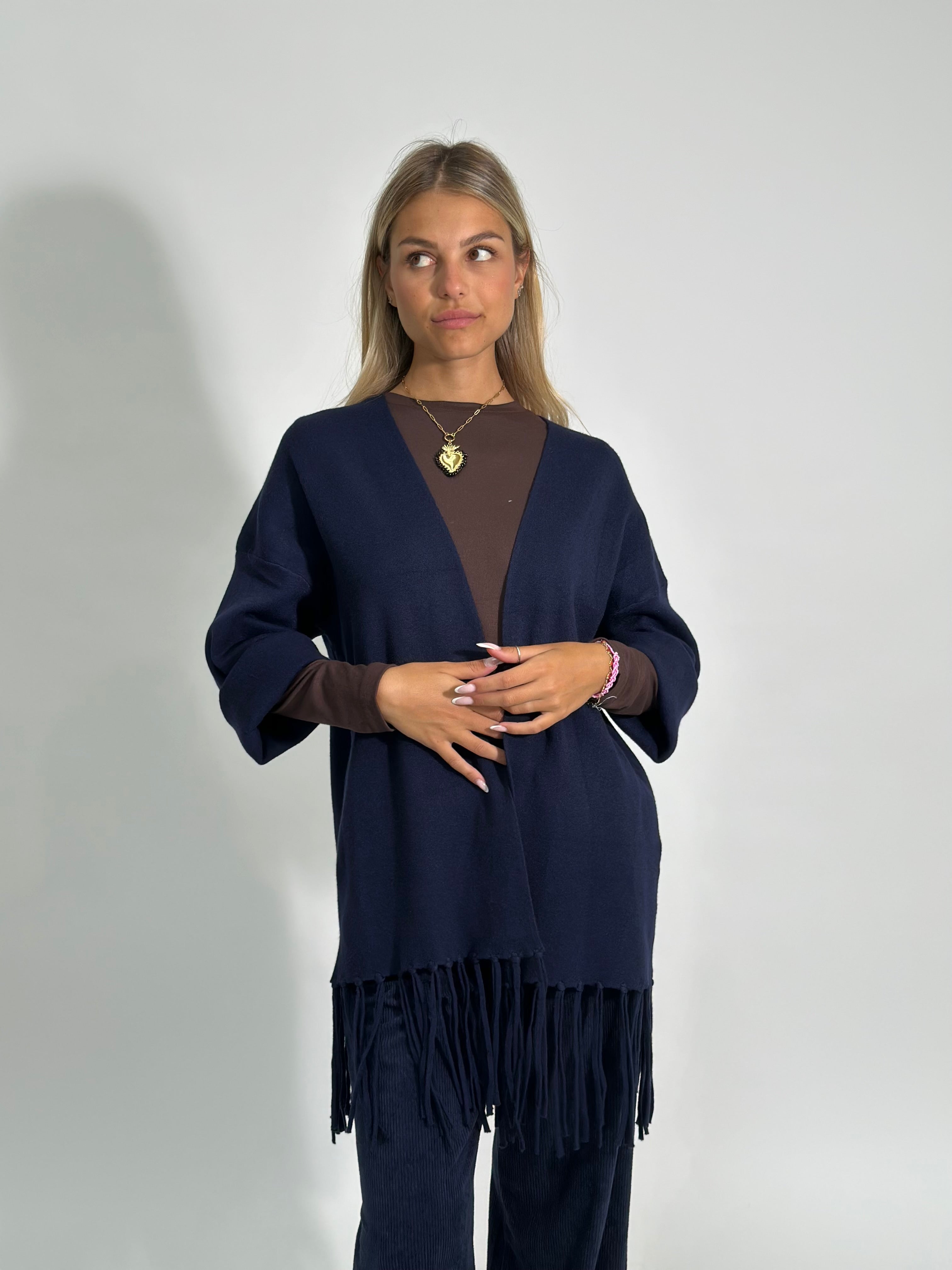 Cardigan frange DL7296 BLU