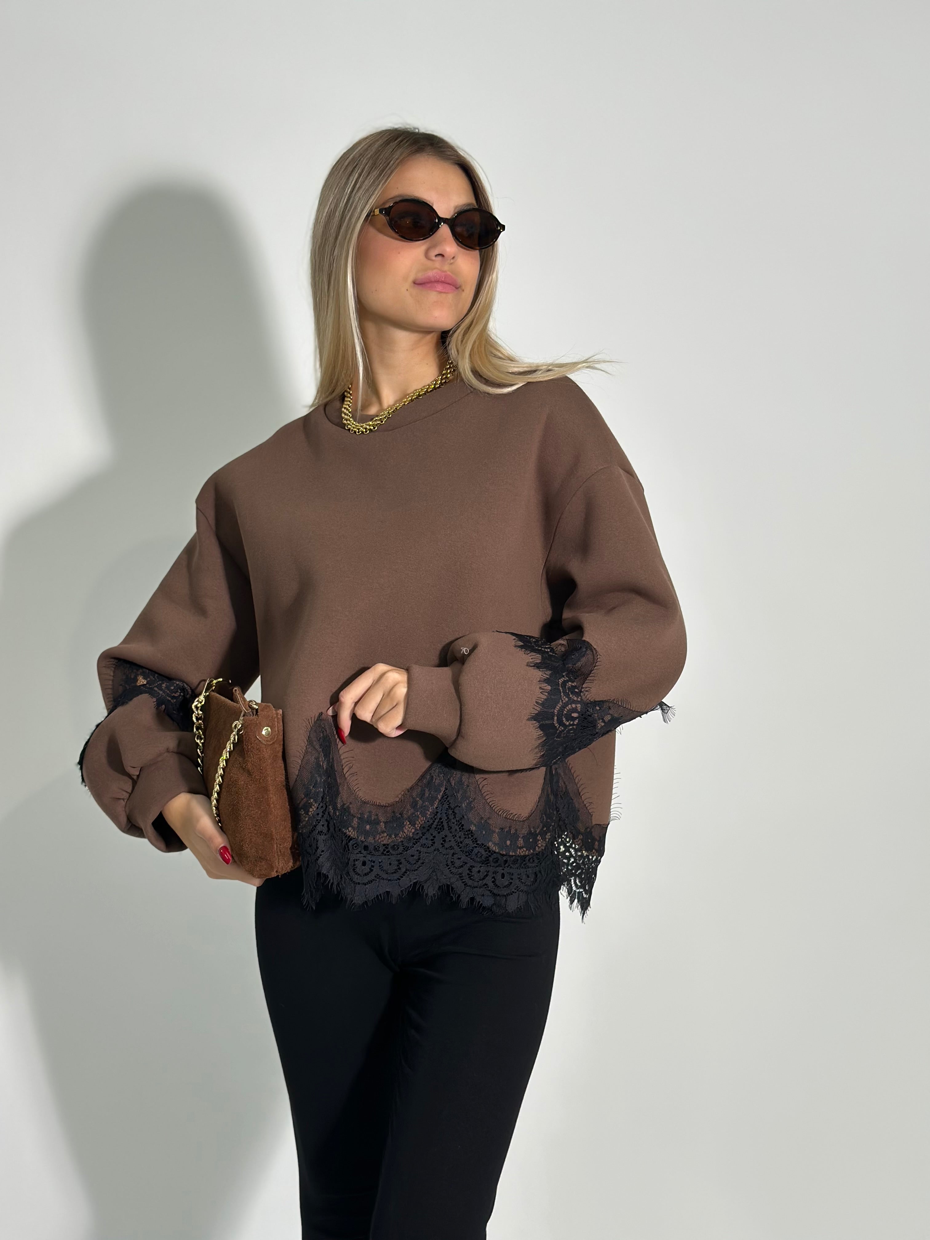 Felpa pizzo 9713 MORO