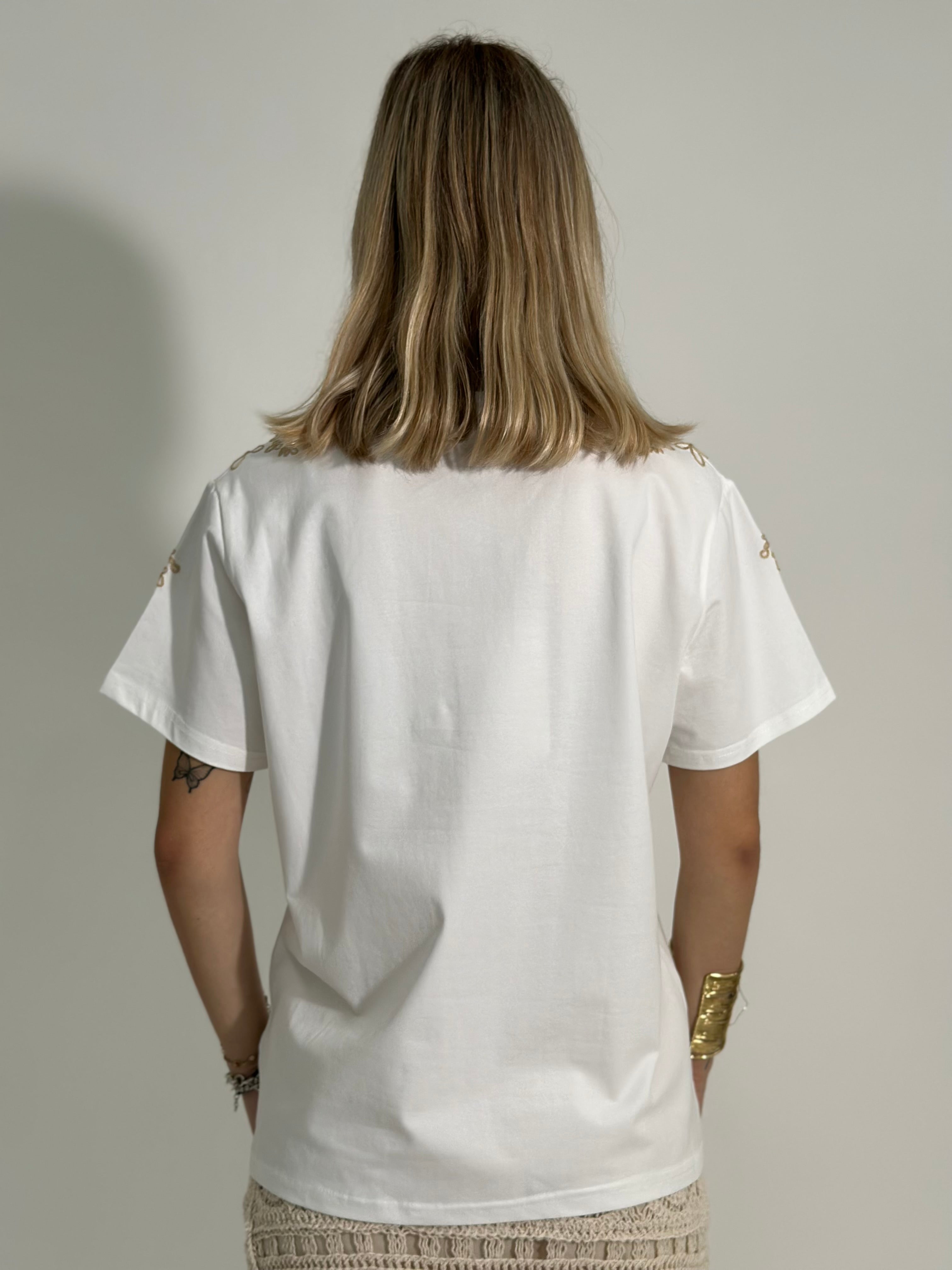 T-shirt ricamo J68 BIANCO