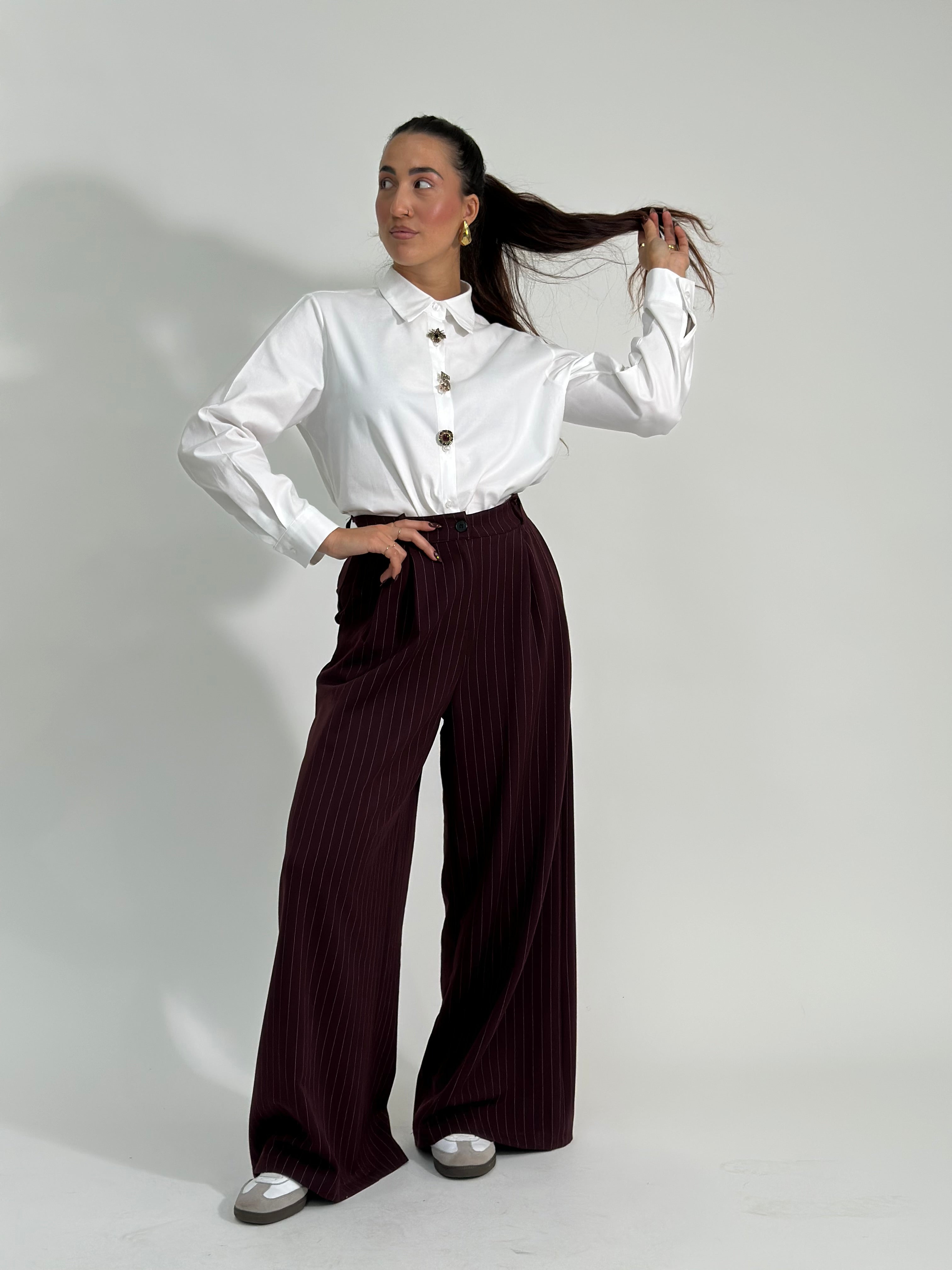 Pantalone gessato 7158 BURGUNDY